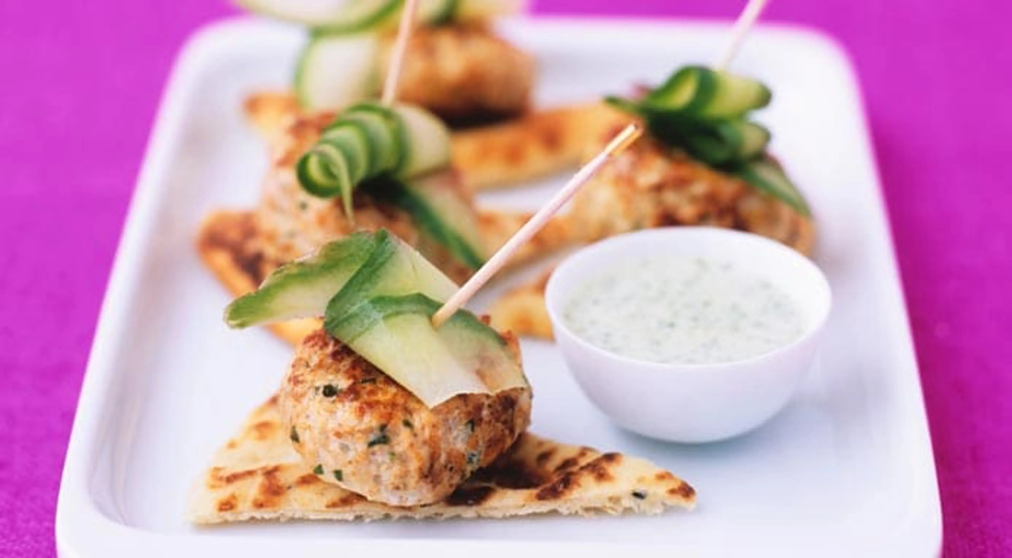 Chicken Tikka Patties with Yoghurt Mint Sauce
