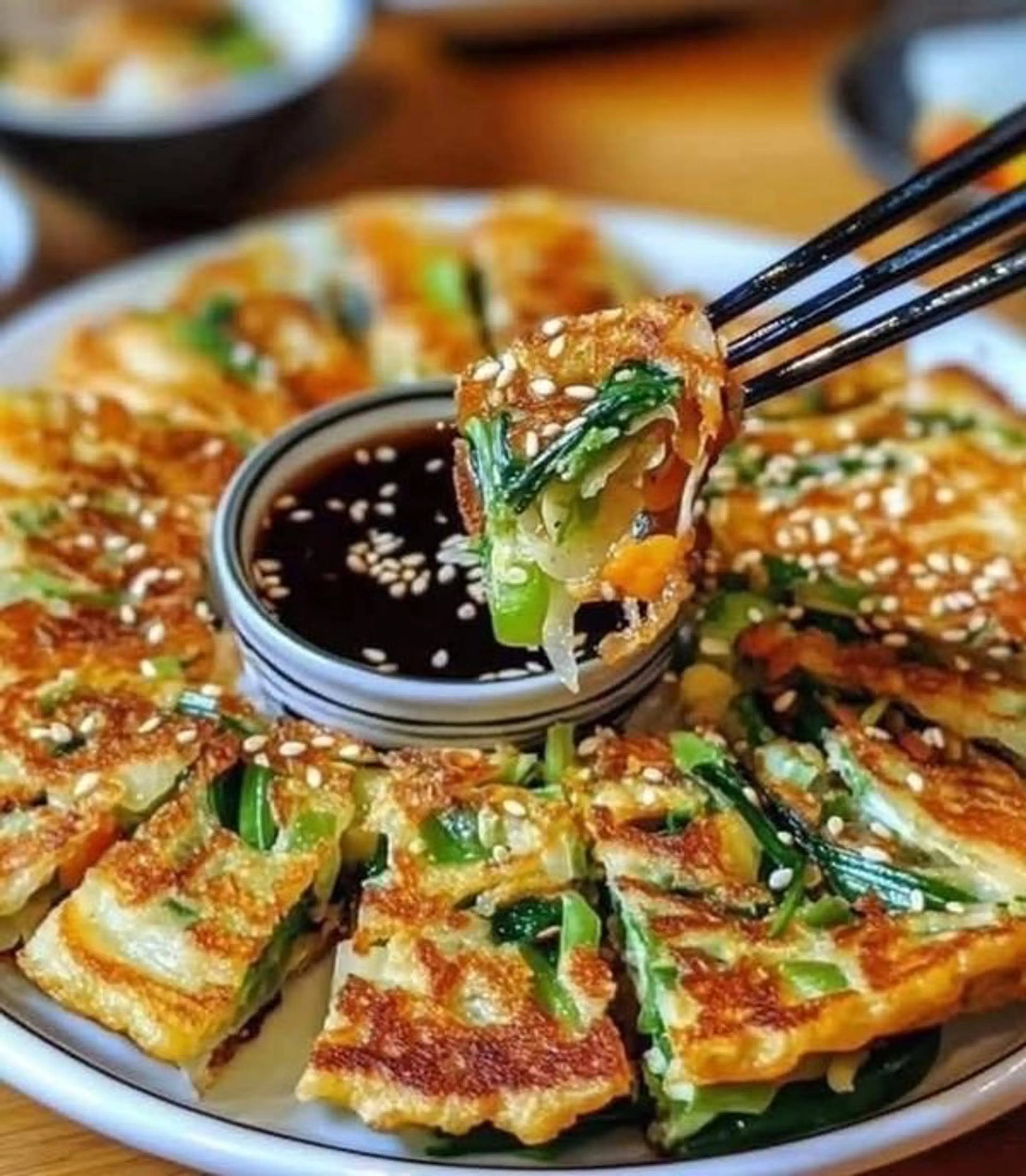 Crispy Vegetable Pancakes with Asian Dipping Sauce Recipe