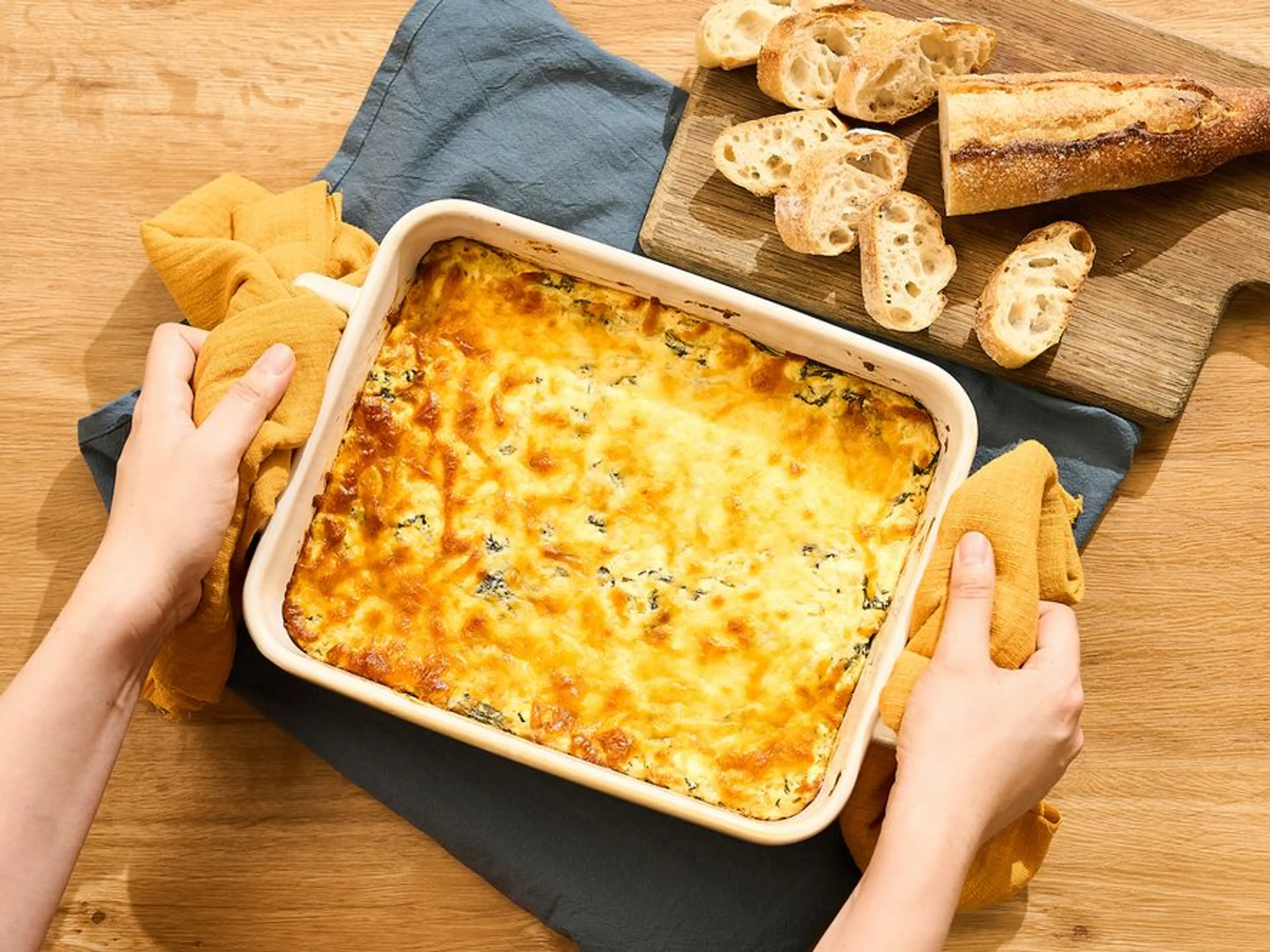 Spinach Artichoke Baked Feta Dip