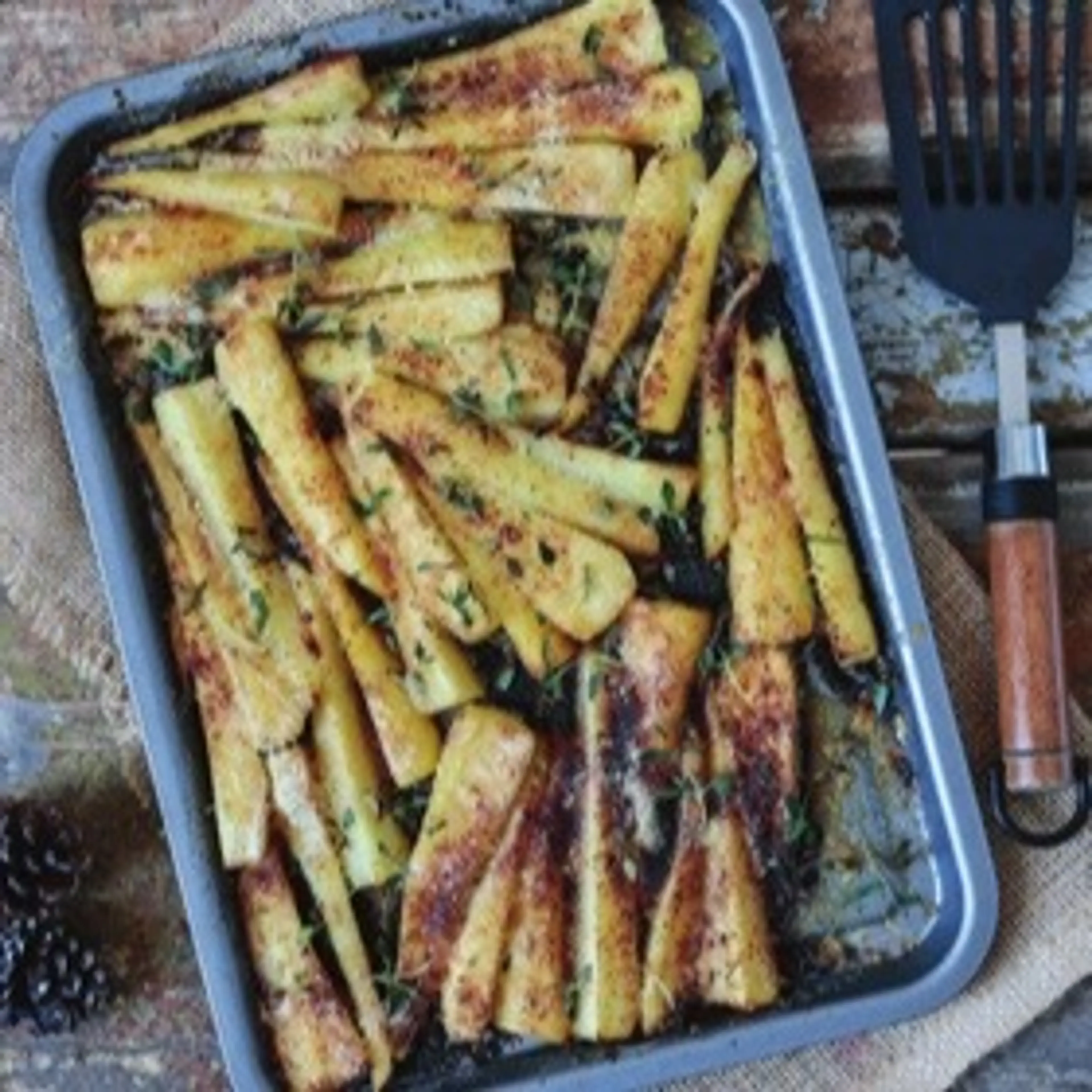 crispy golden parsnips