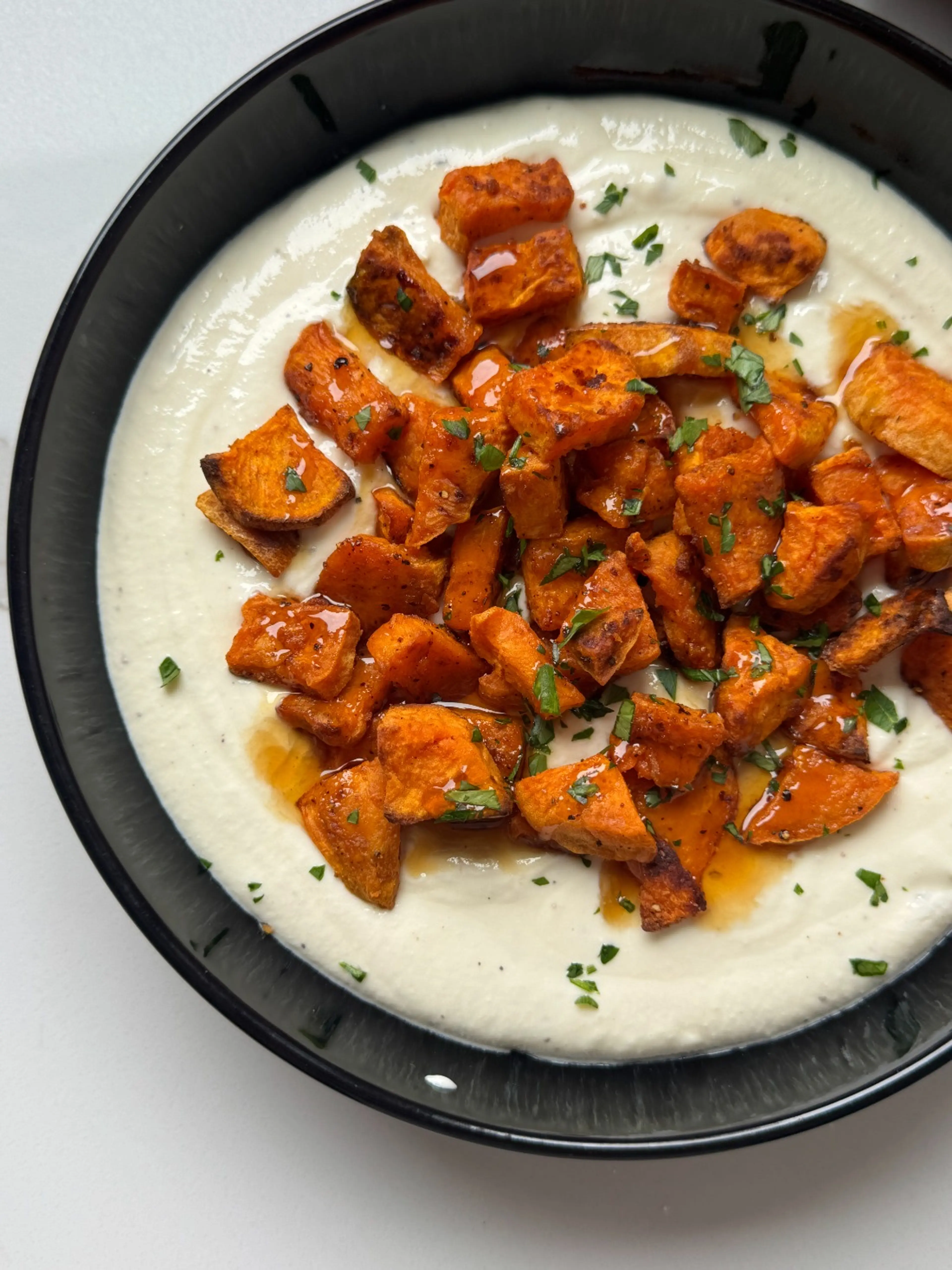 Sweet Potatoes With Hot Honey & Whipped Feta