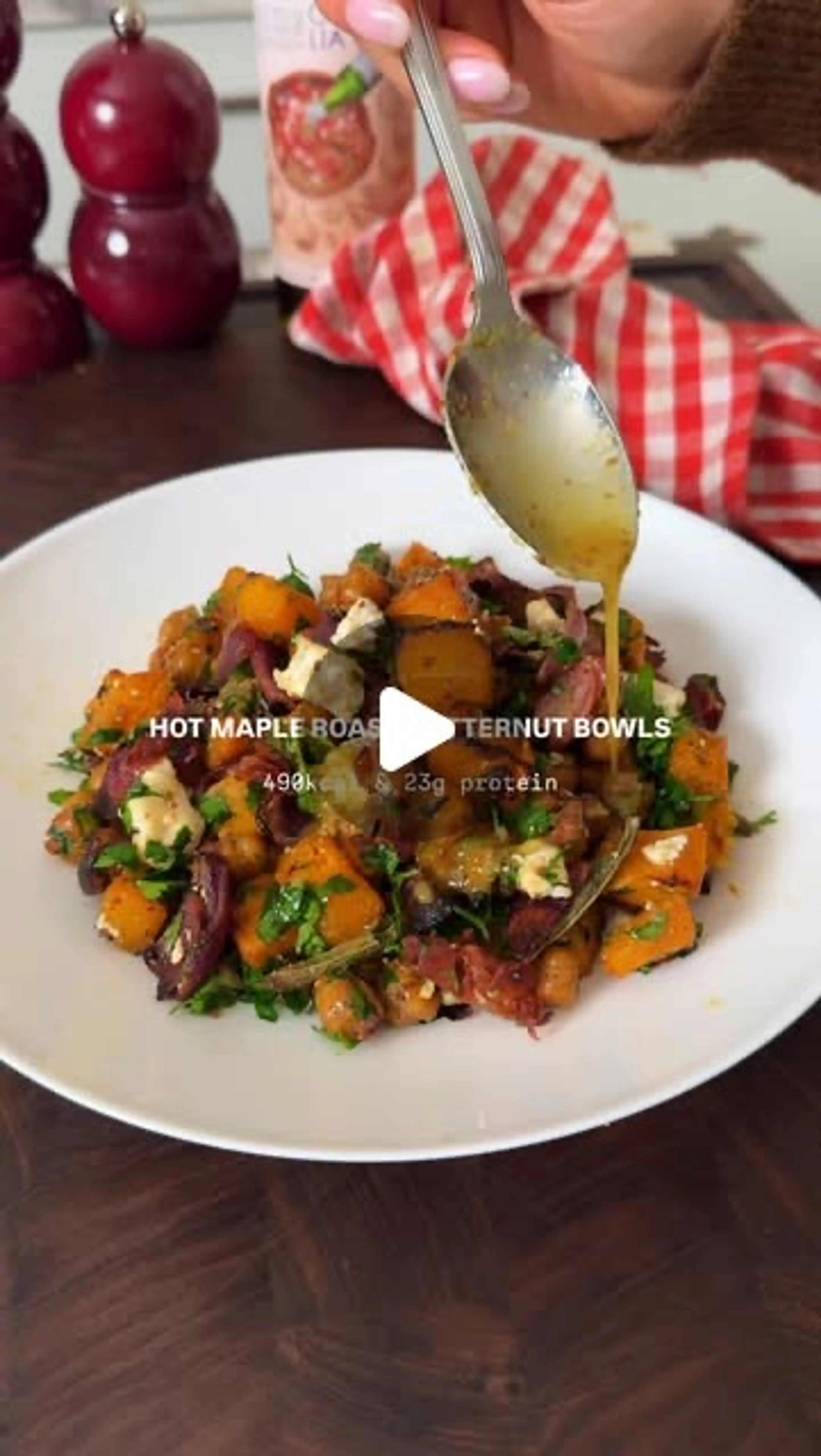 Hot Maple Butternut Squash Salad Bowls