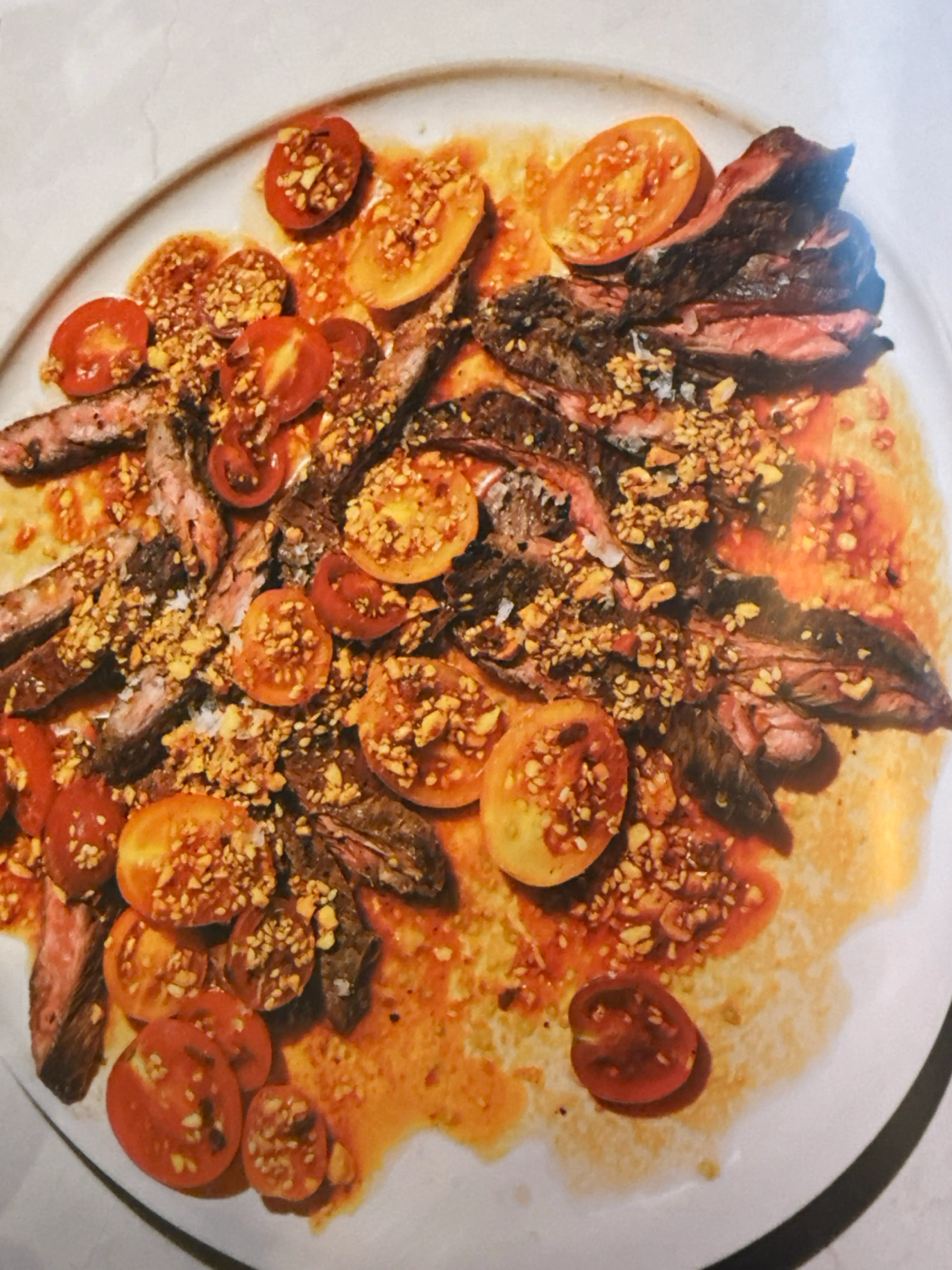 Skirt Steak With Juicy Tomatoes And Salsa Macha