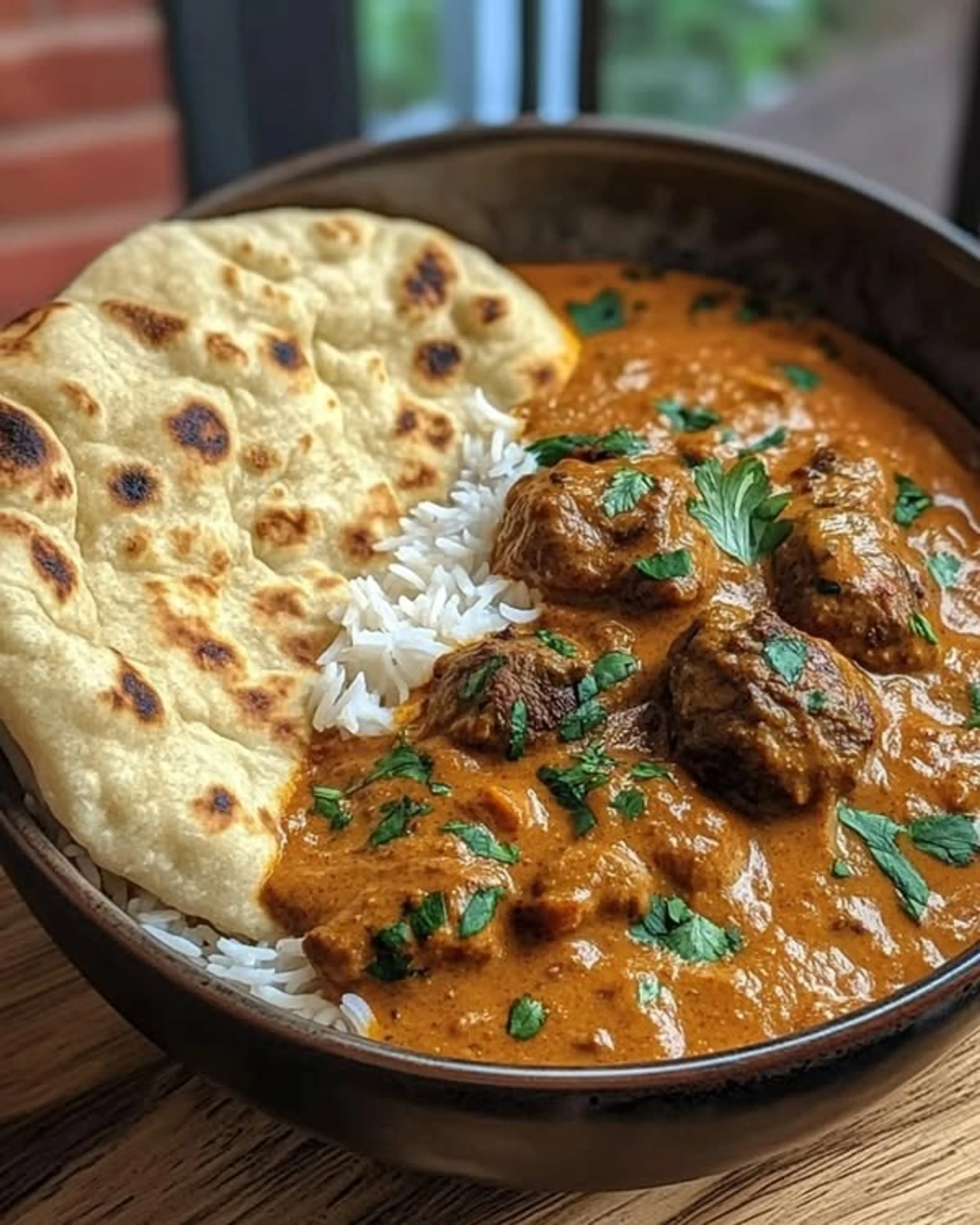 Slow-simmered Spiced Beef Curry with Fluffy Basmati Rice & G