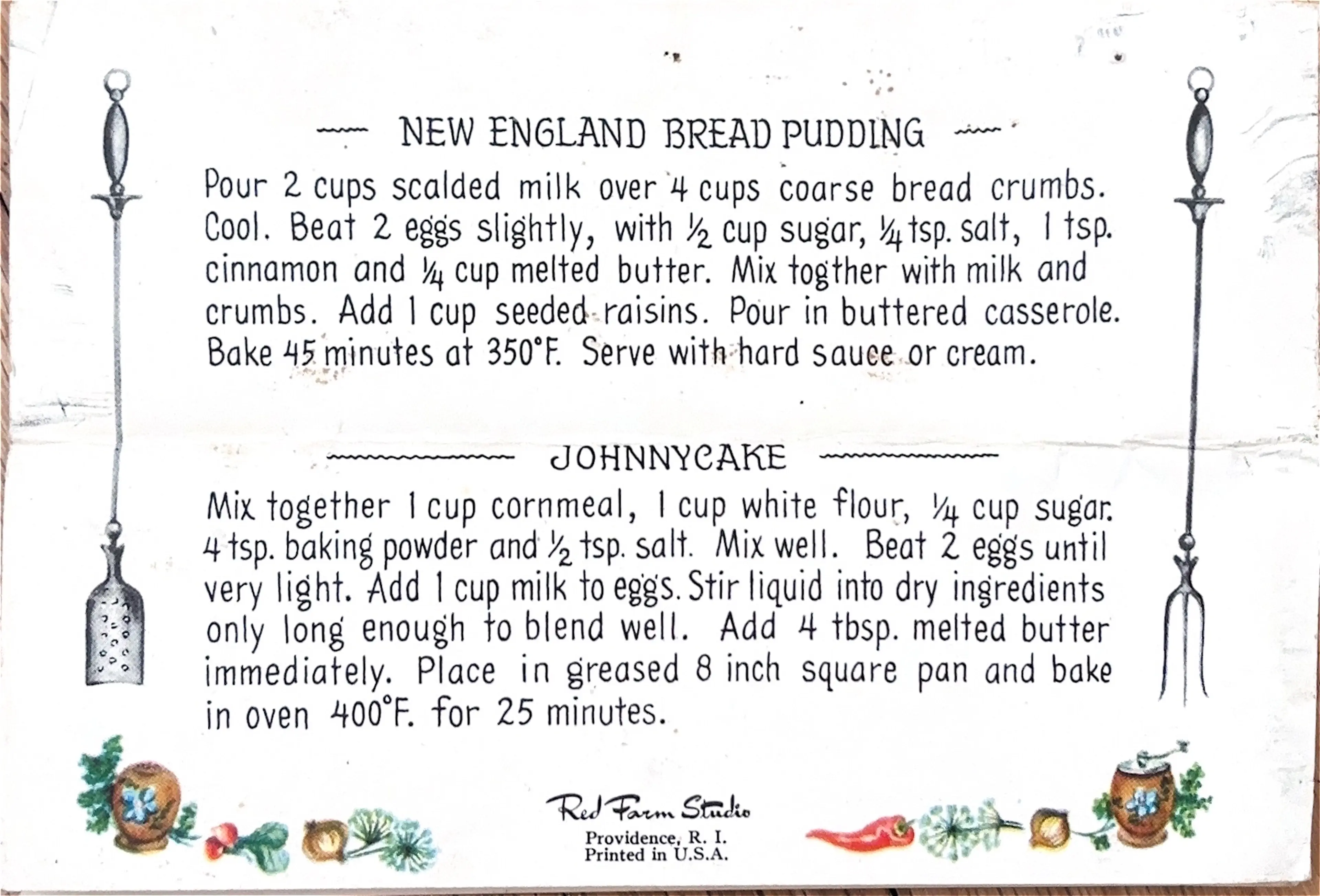 Bread Pudding And Johnnycake