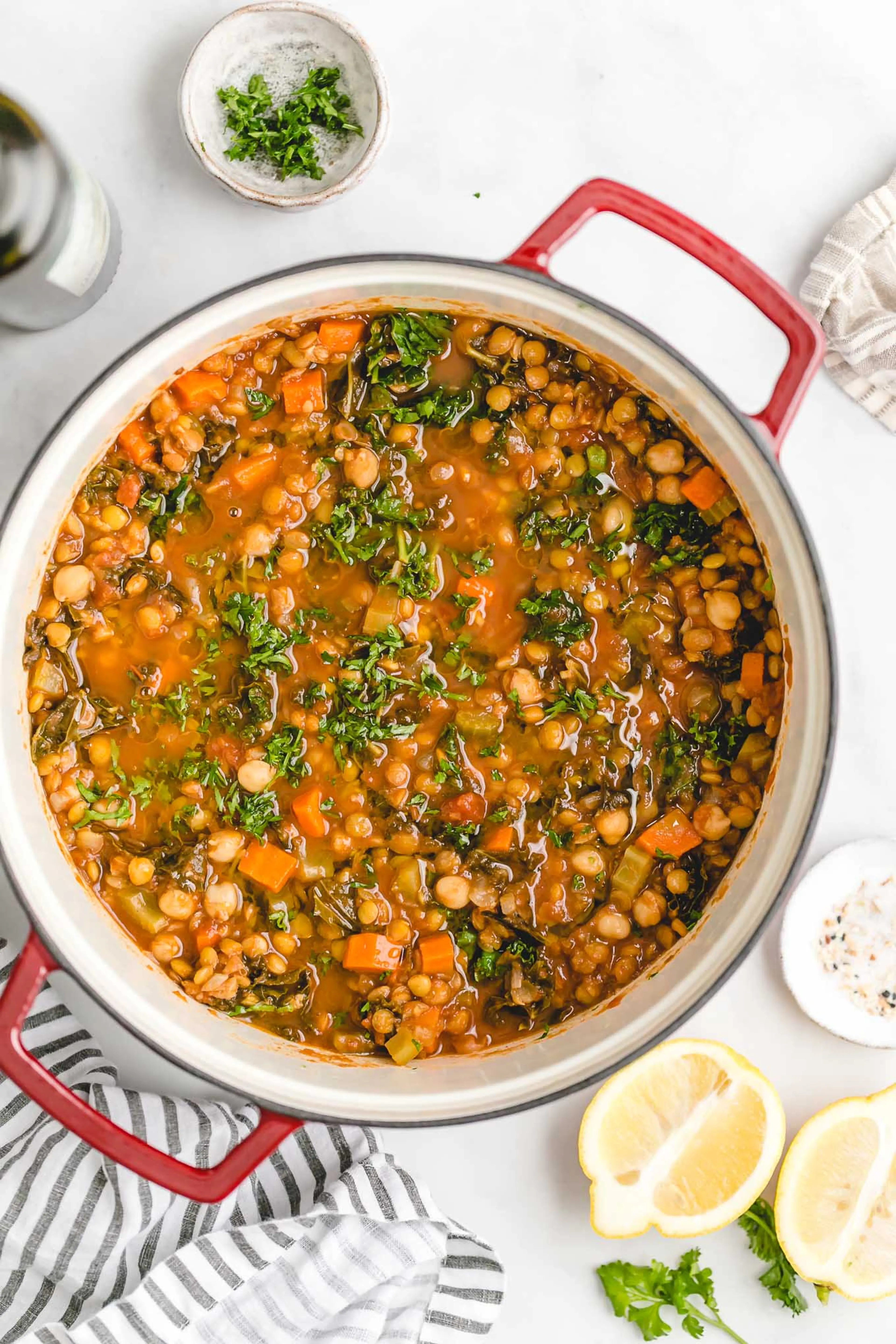 Vegetarian Lentil and Chickpea Soup
