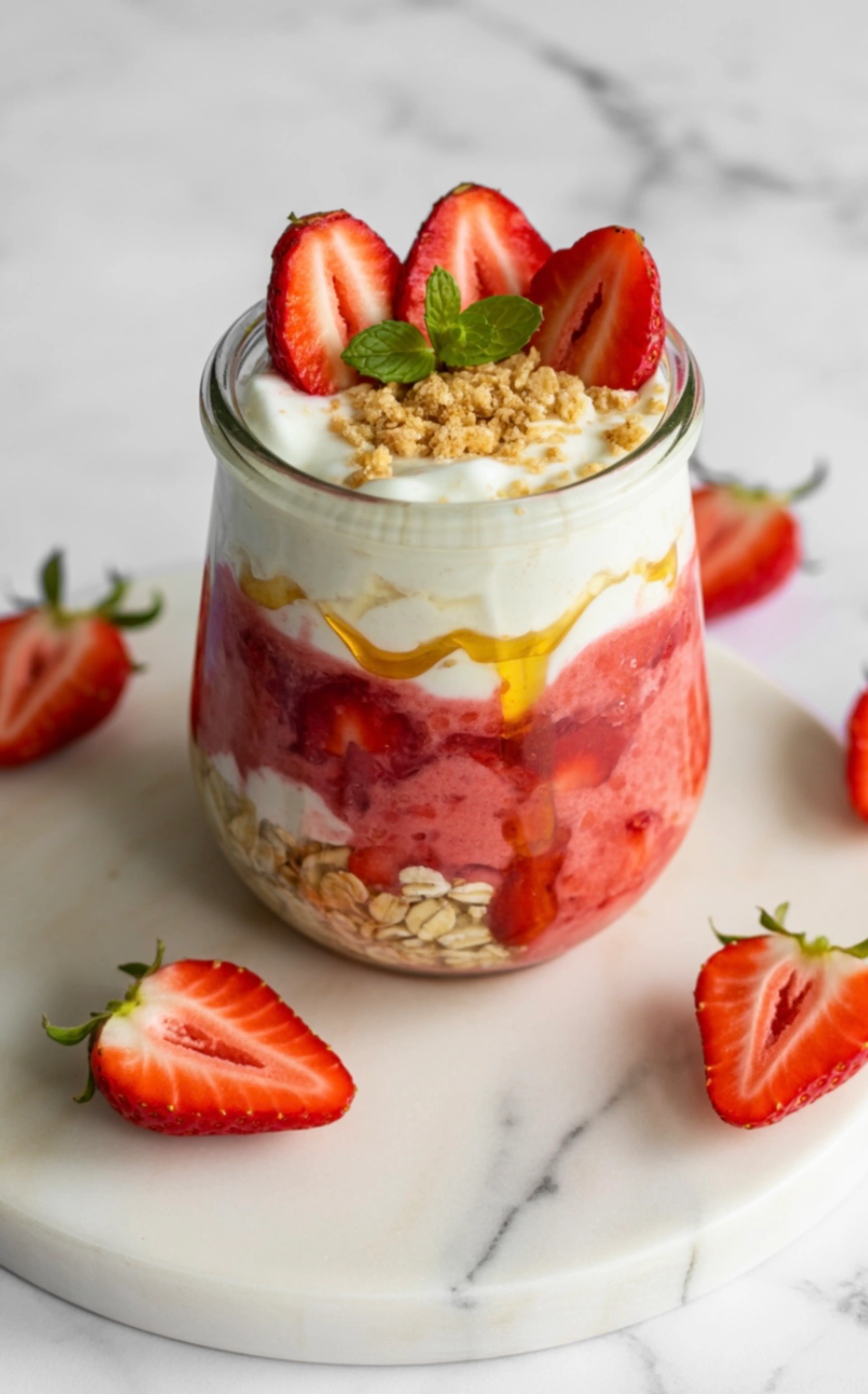 Strawberry Cheesecake Protein Overnight Oats