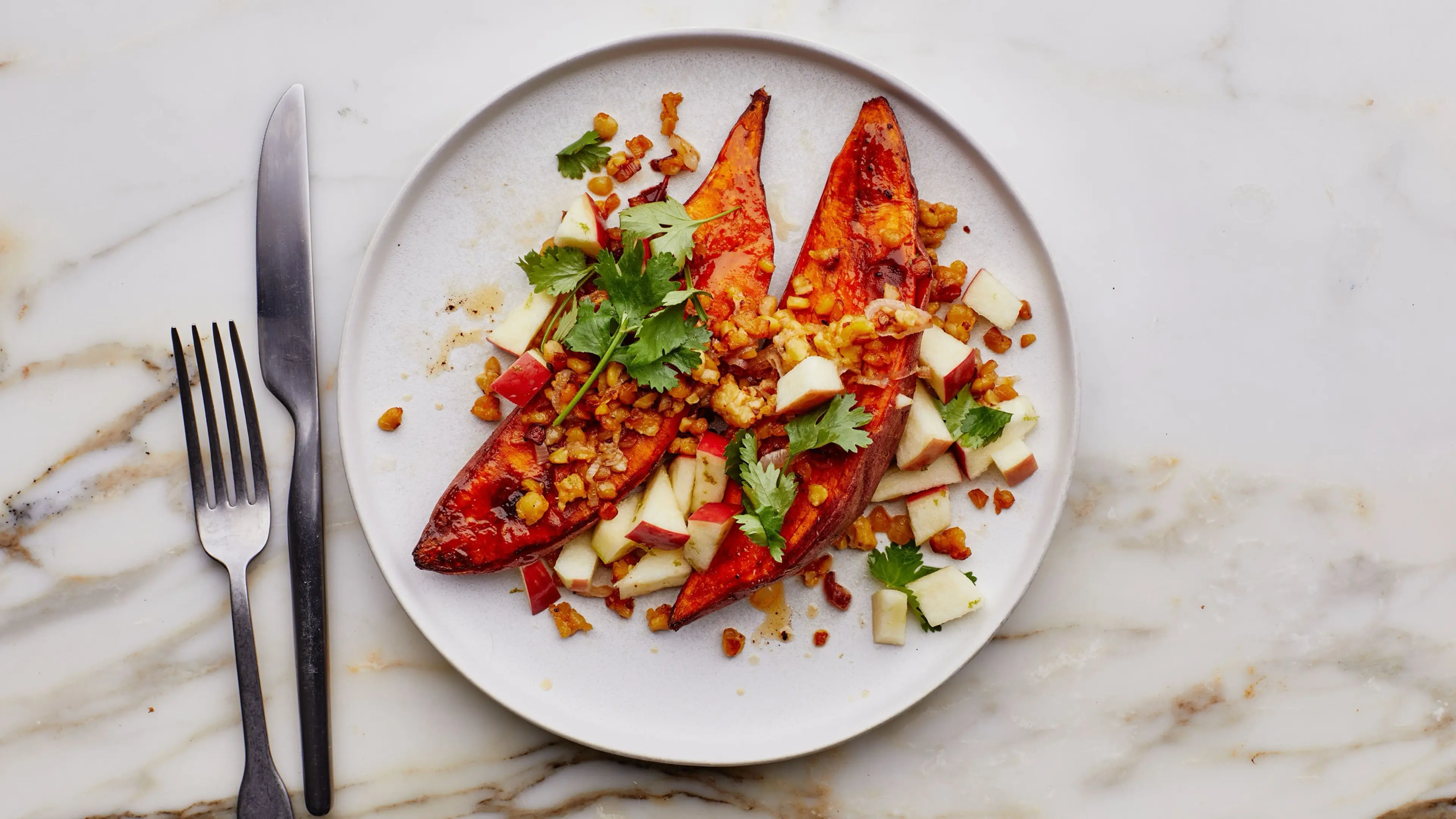 Pan-Roasted Sweet Potatoes and Tempeh