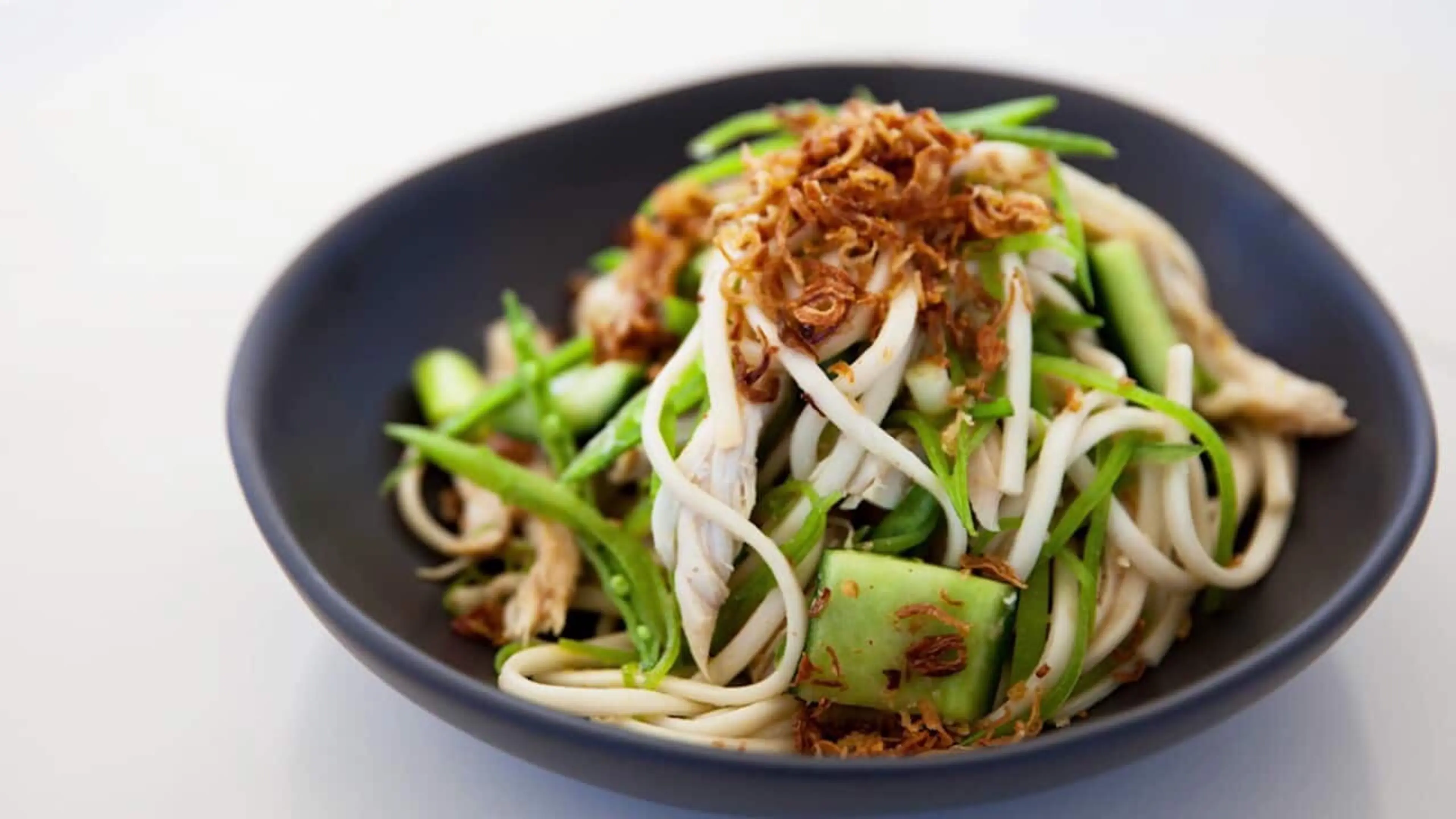 Roast chicken udon noodle salad