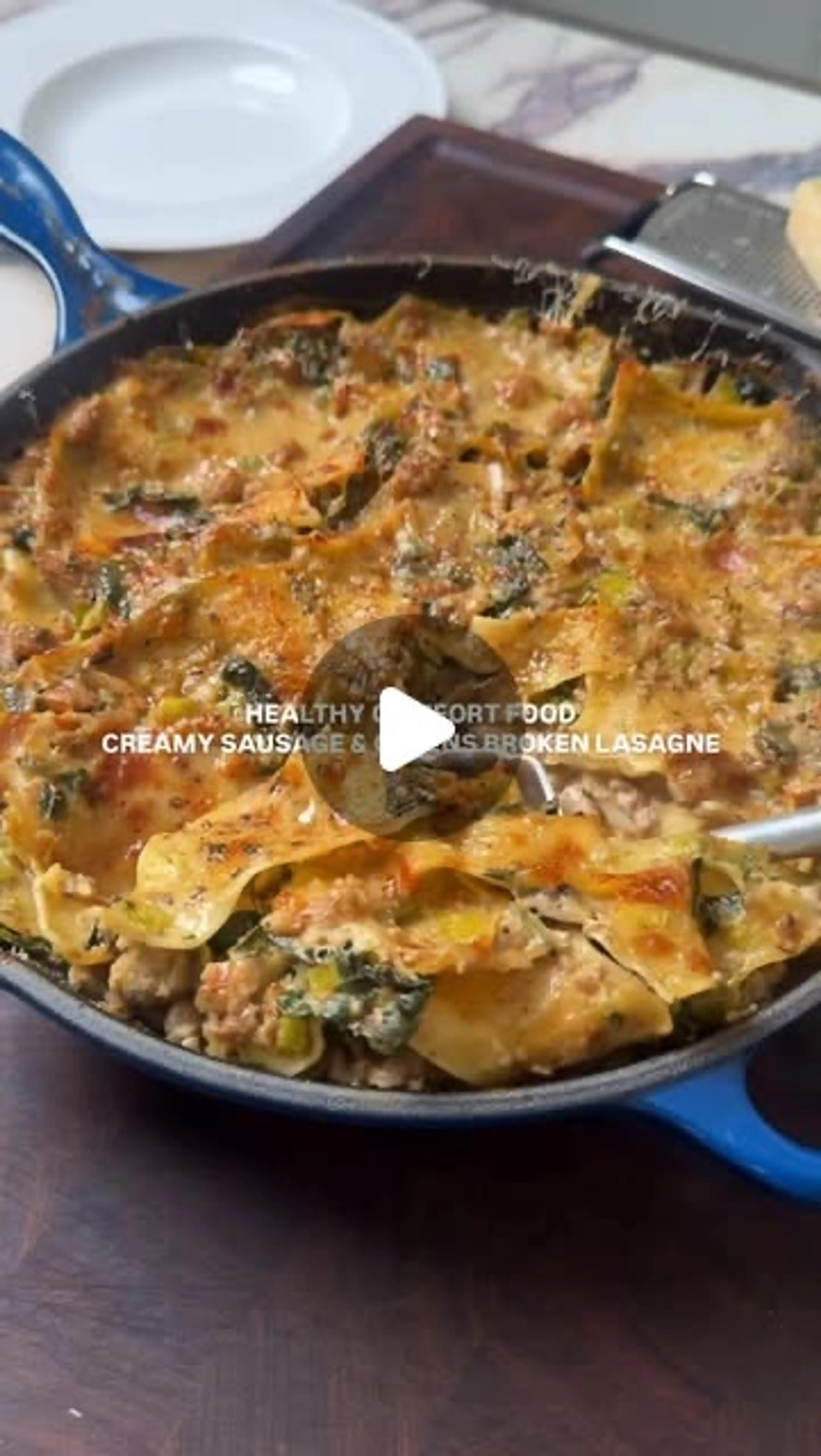 One Pot Creamy Sausage & Greens Broken Lasagne