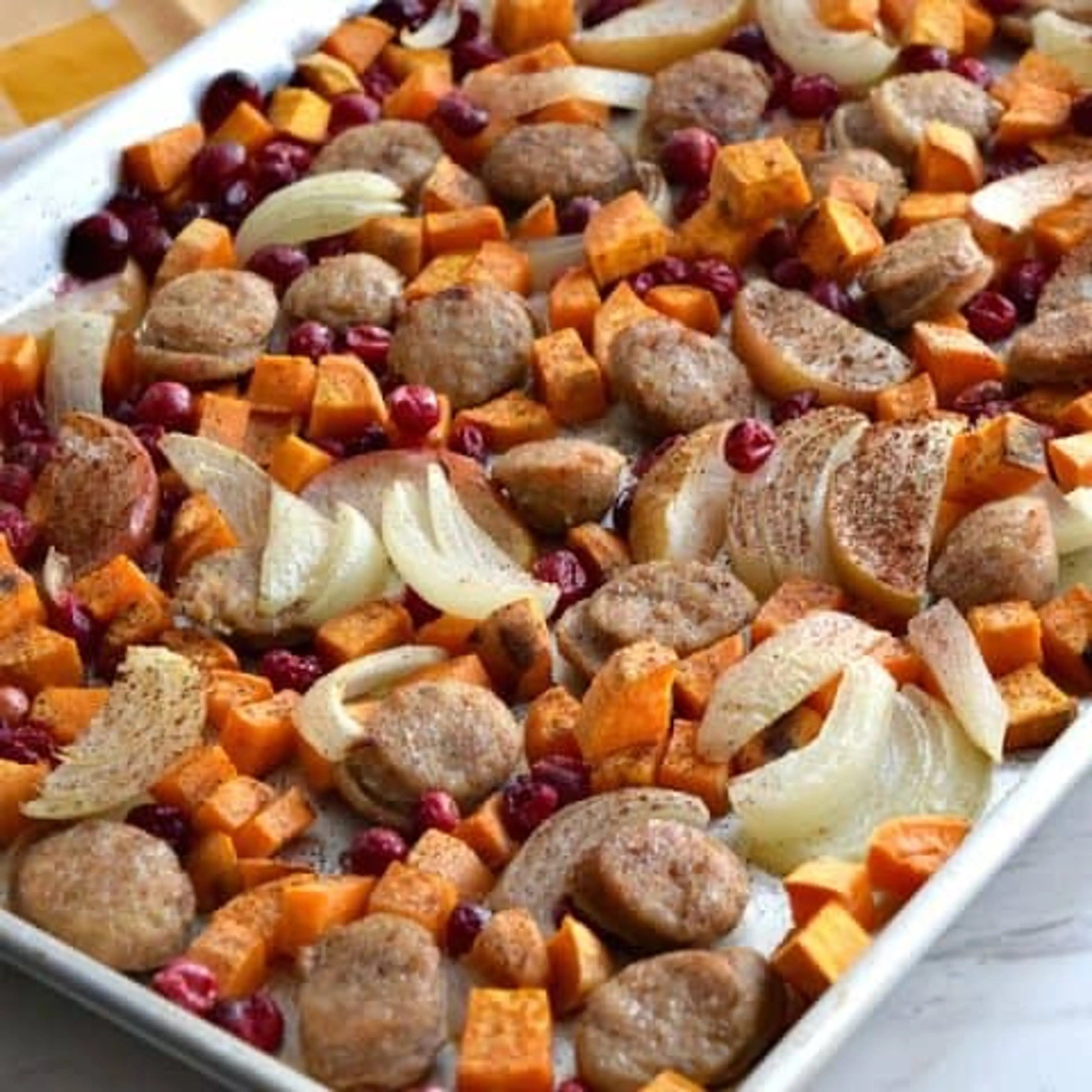 Sheet Pan Cranberry Chicken Sausage