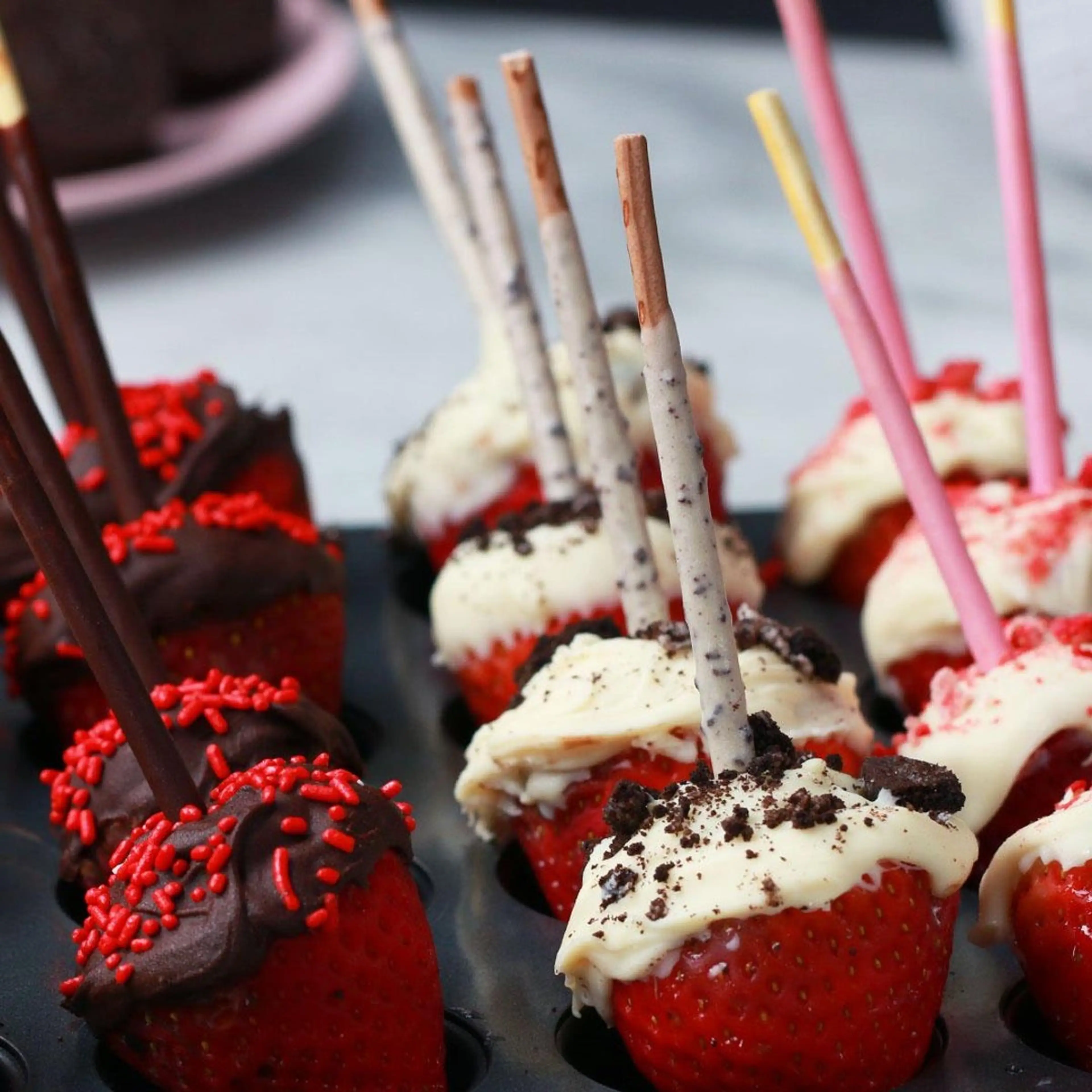 Brownie Truffle Stuffed Strawberries