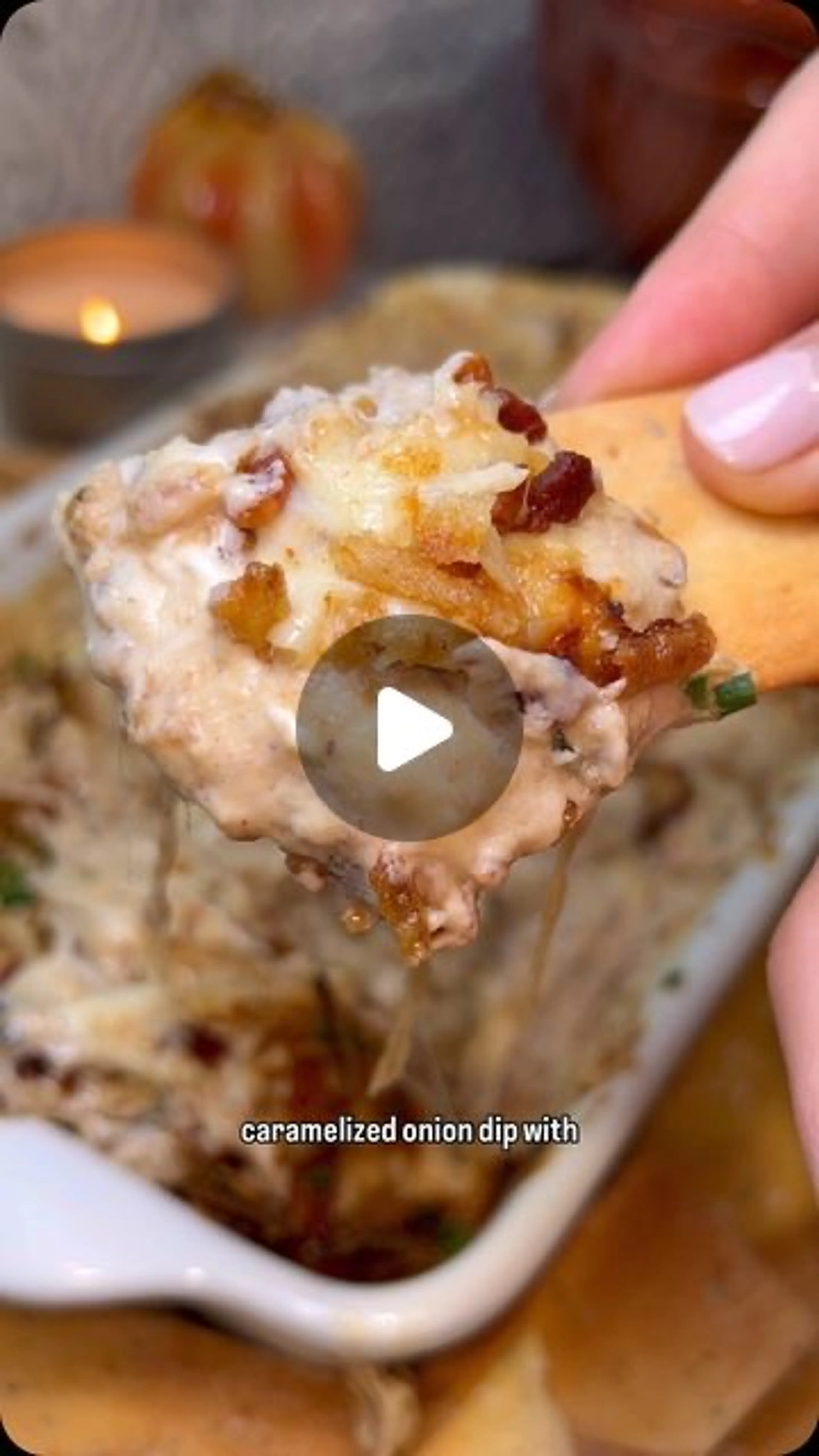 Cheesy Caramelized Onion Dip with Crispy Bacon
