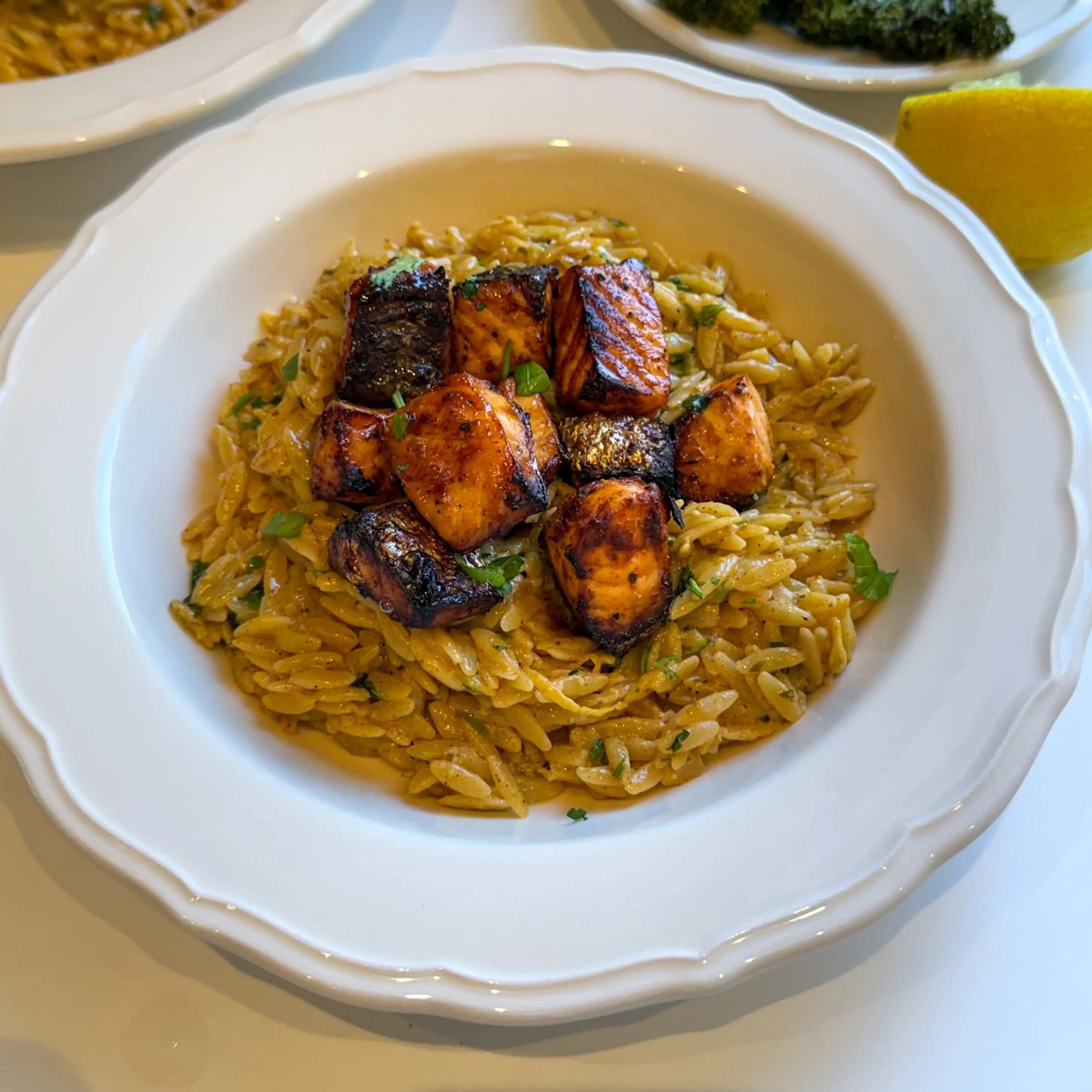 Lemon Pepper Salmon Orzo