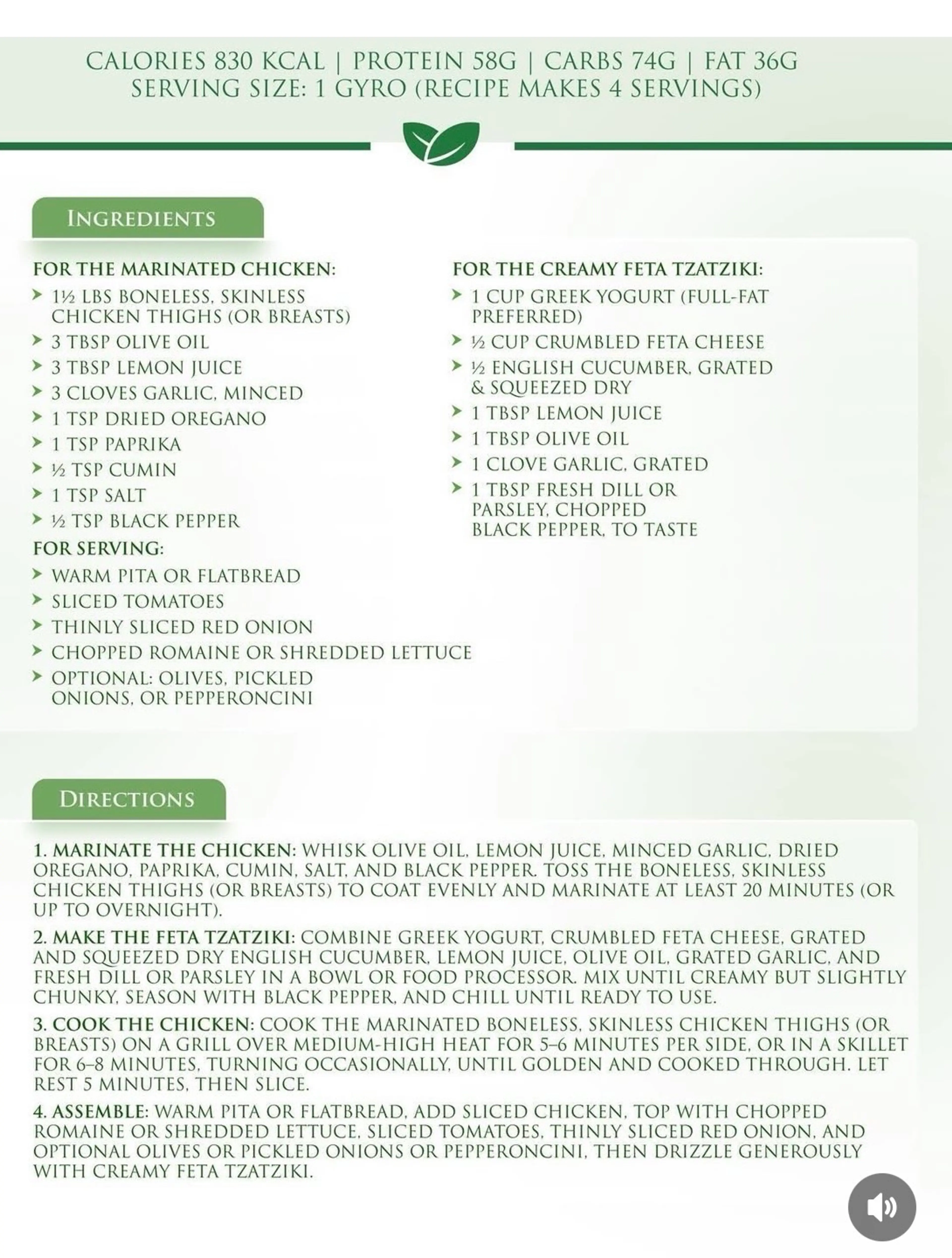 Mediterranean Chicken Gyros