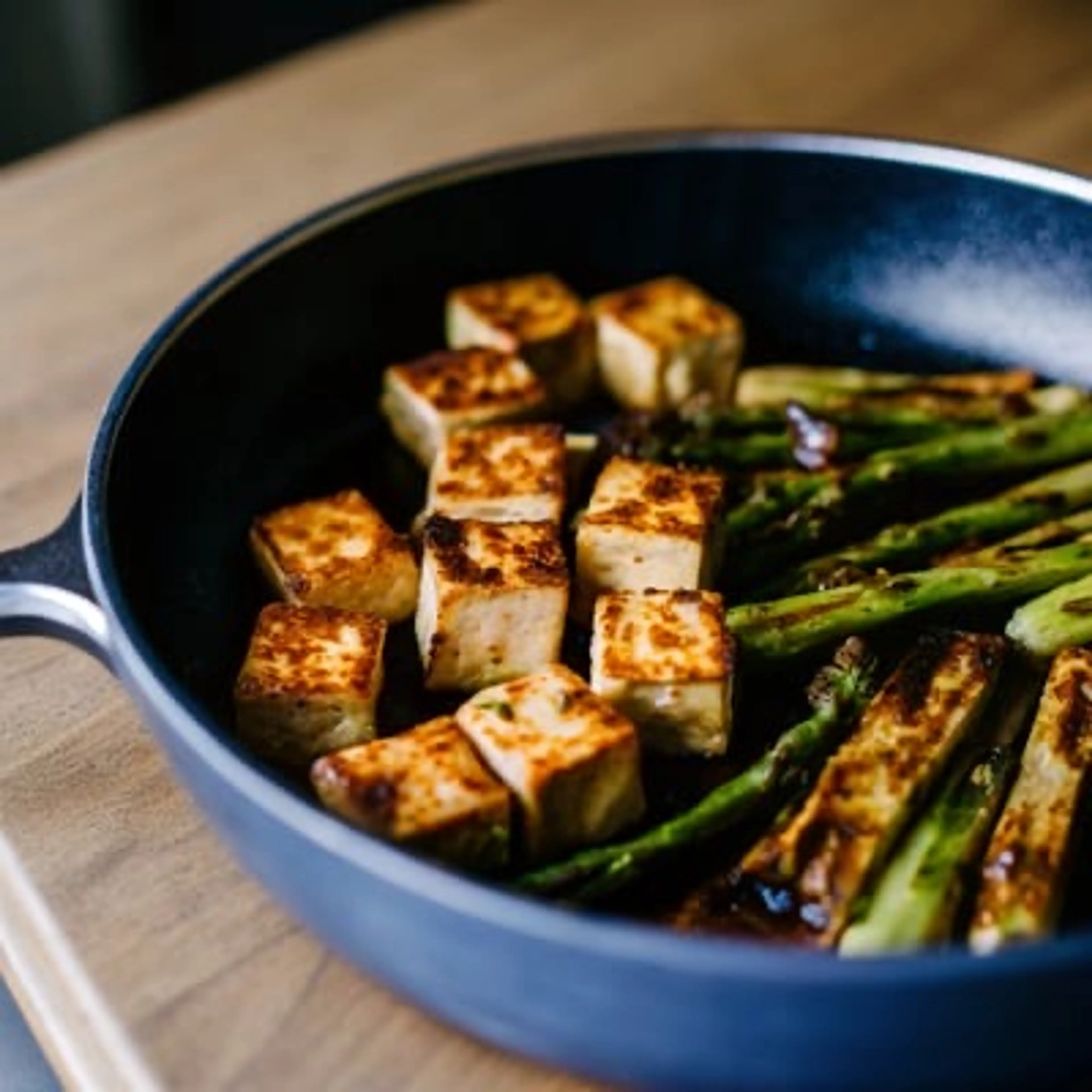 Miso-Chile Asparagus With Tofu