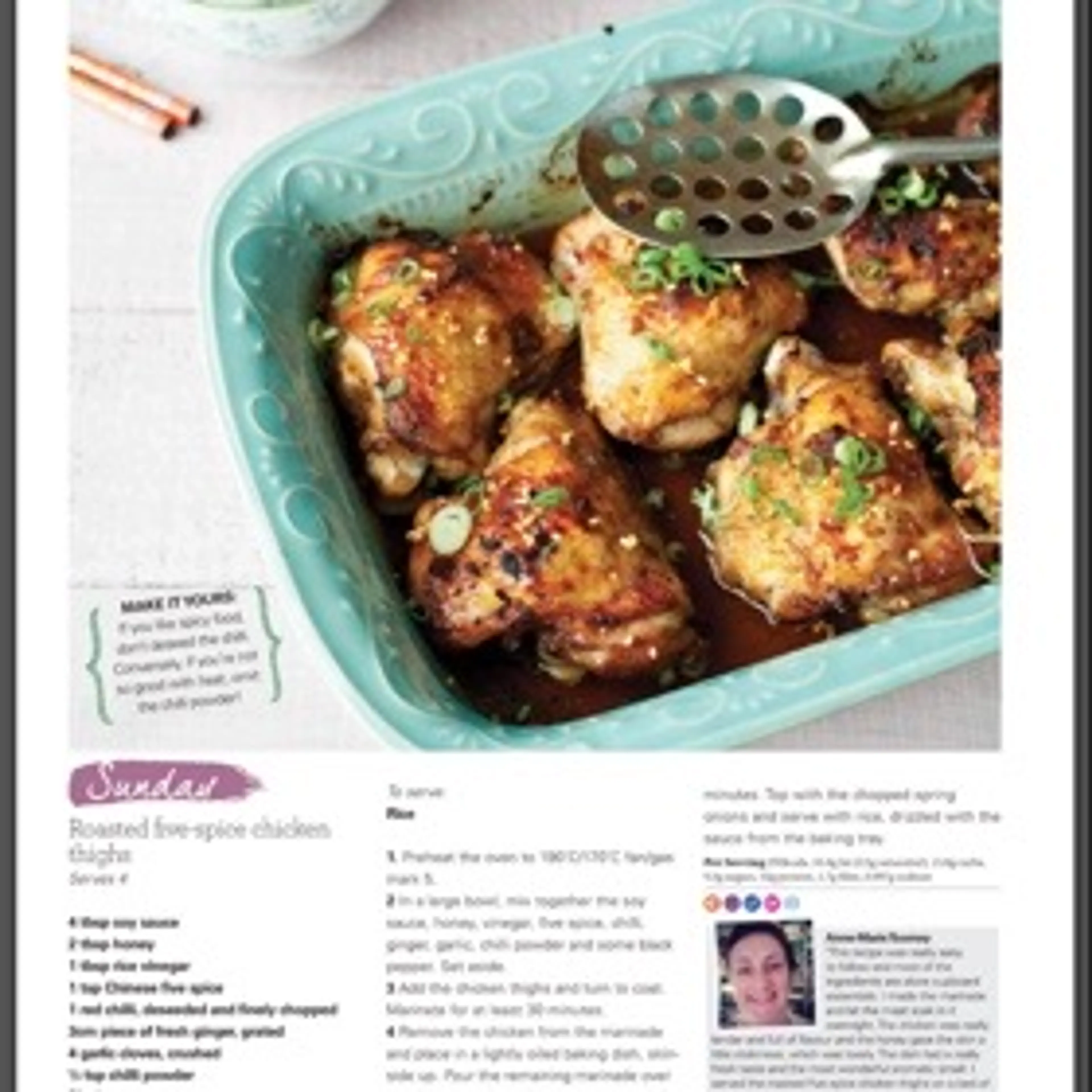 Roasted five-spice chicken thighs