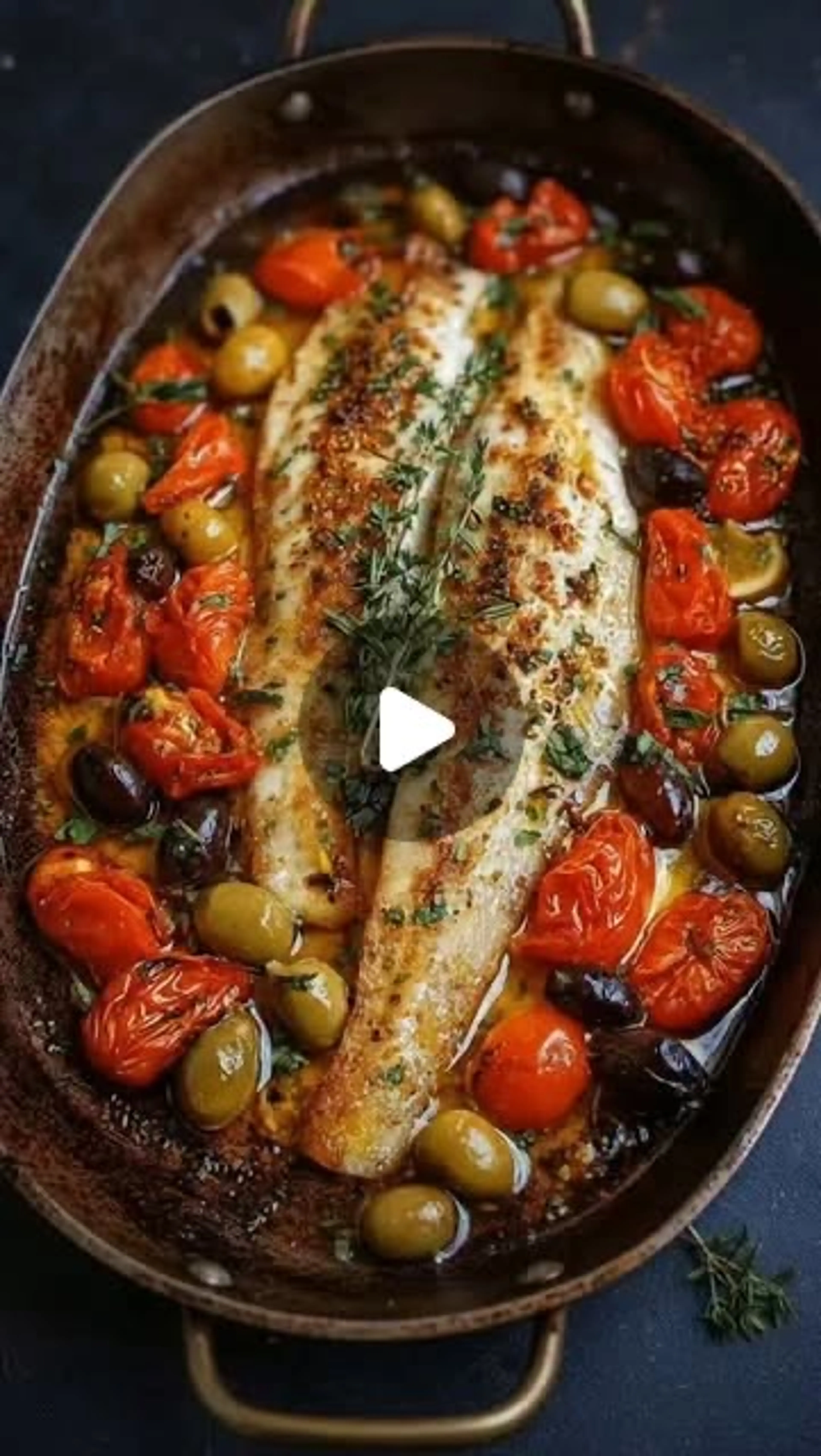 Mediterranean Baked Fish with Olives & Roasted Cherry Tomato