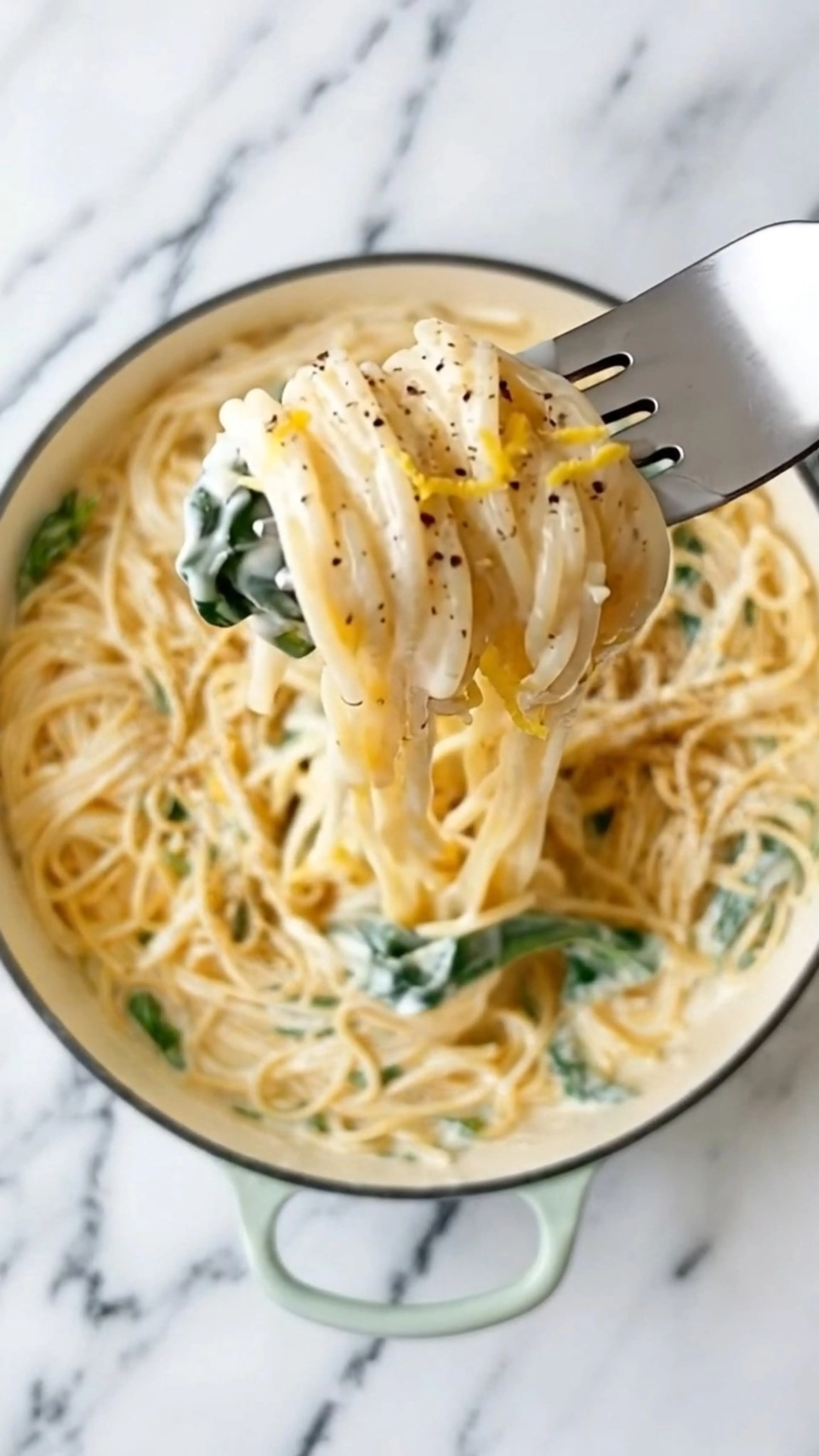 Lemon Parmesan Ricotta Pasta With Spinach