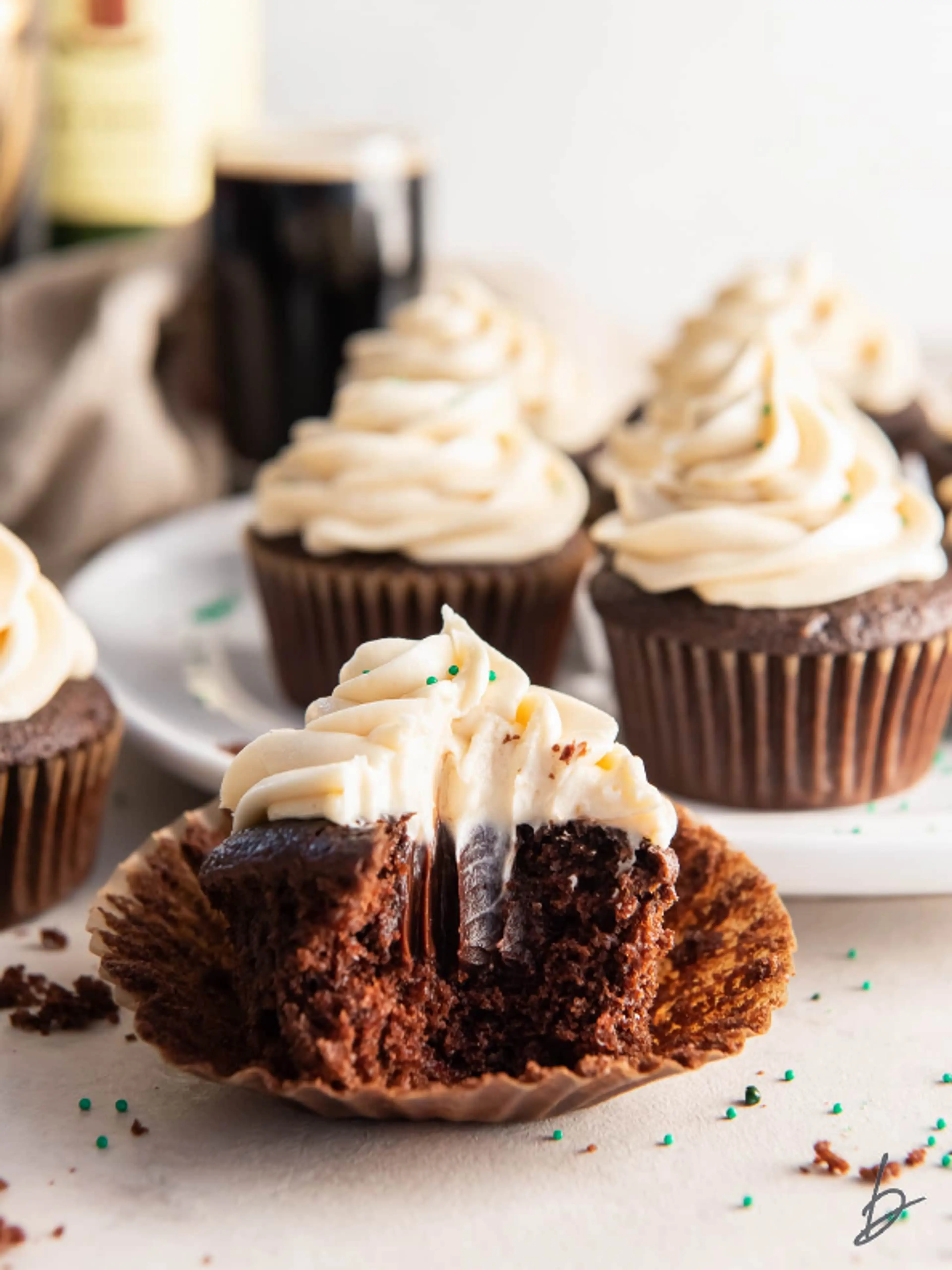 Guinness Cupcakes with Bailey's Frosting