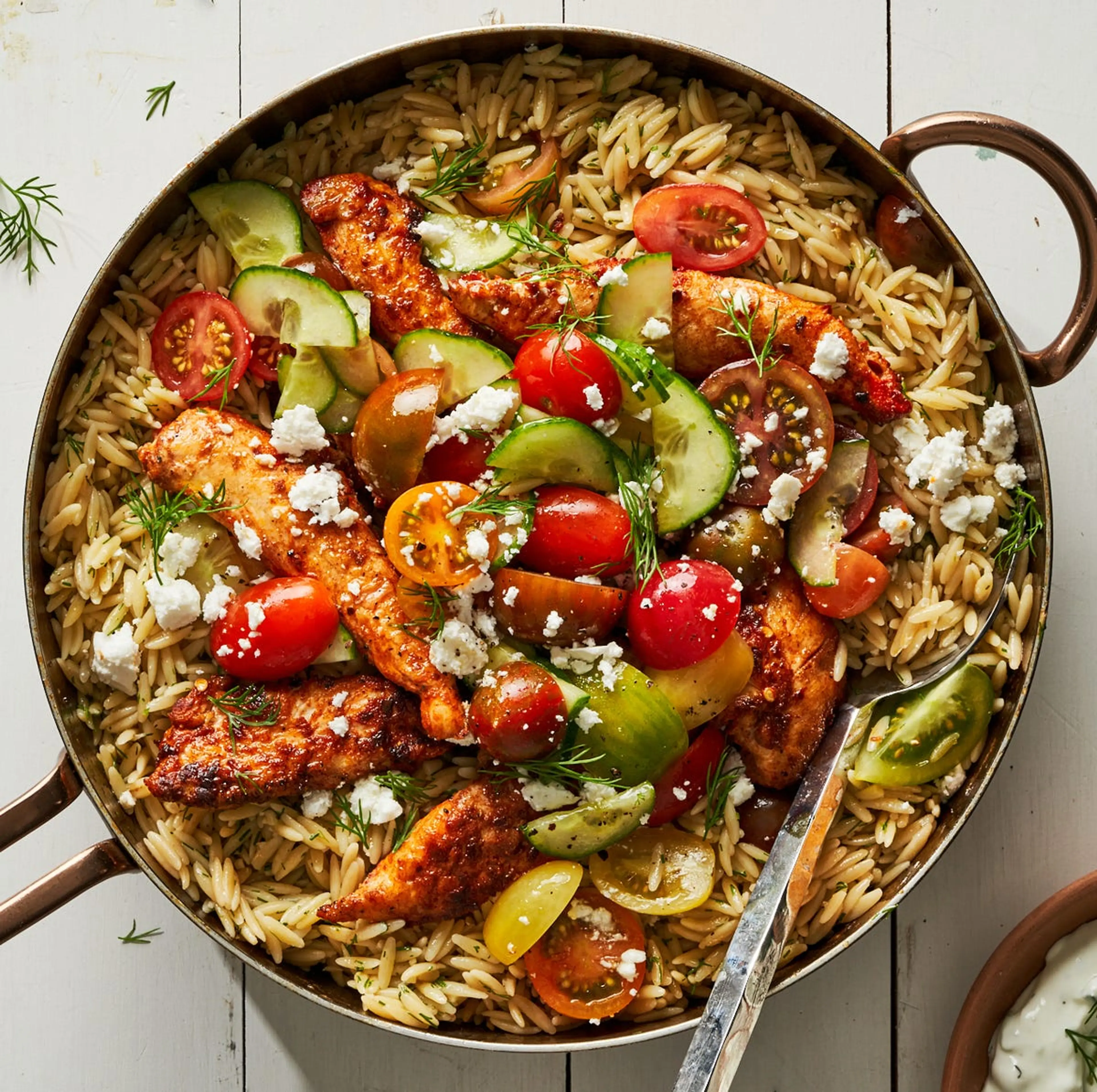 One-Pot Shawarma Chicken and Orzo Skillet
