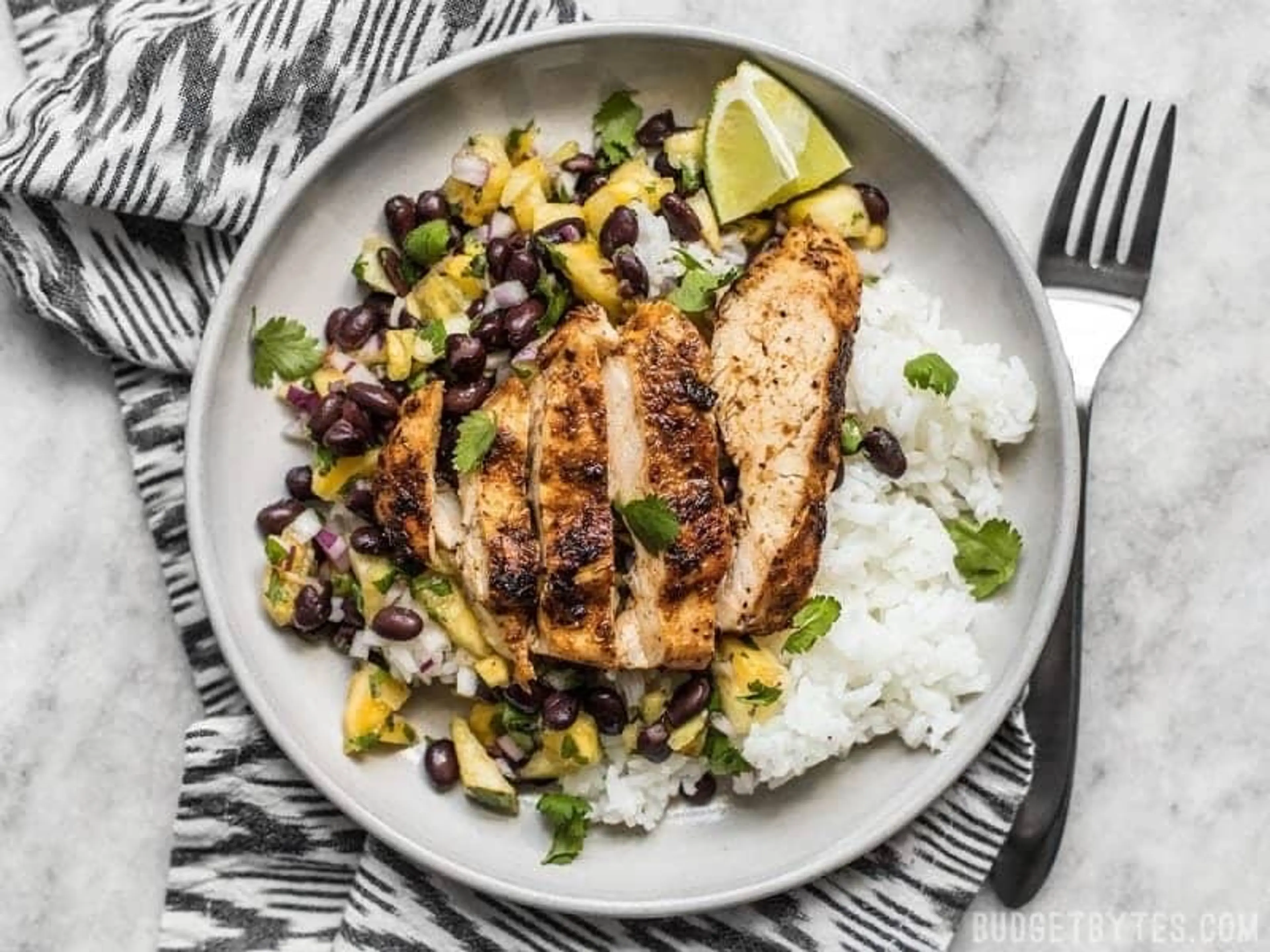 Jerk Chicken with Pineapple Black Bean Salsa