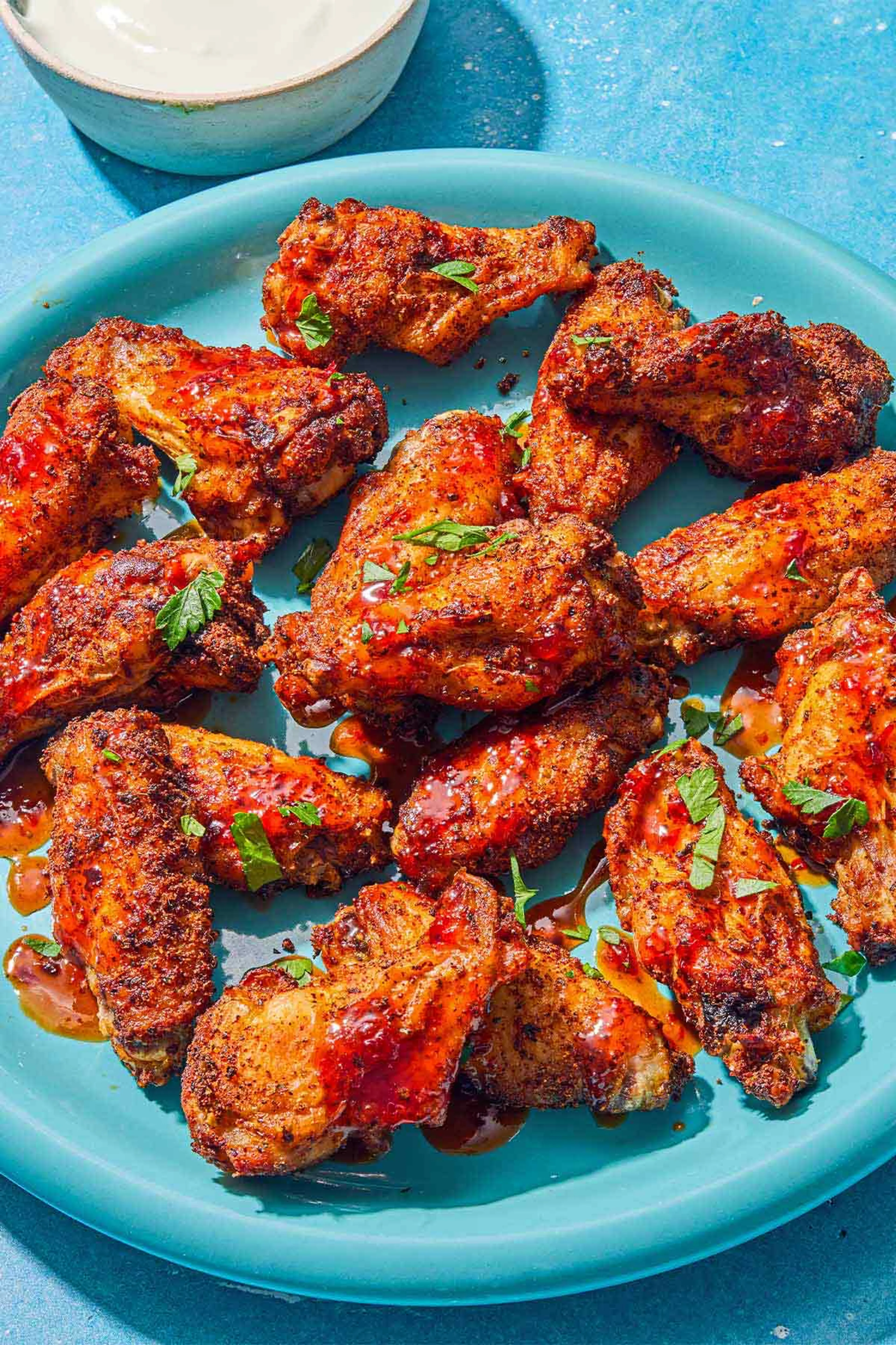 Air Fryer Chicken Wings with Harissa Hot Honey