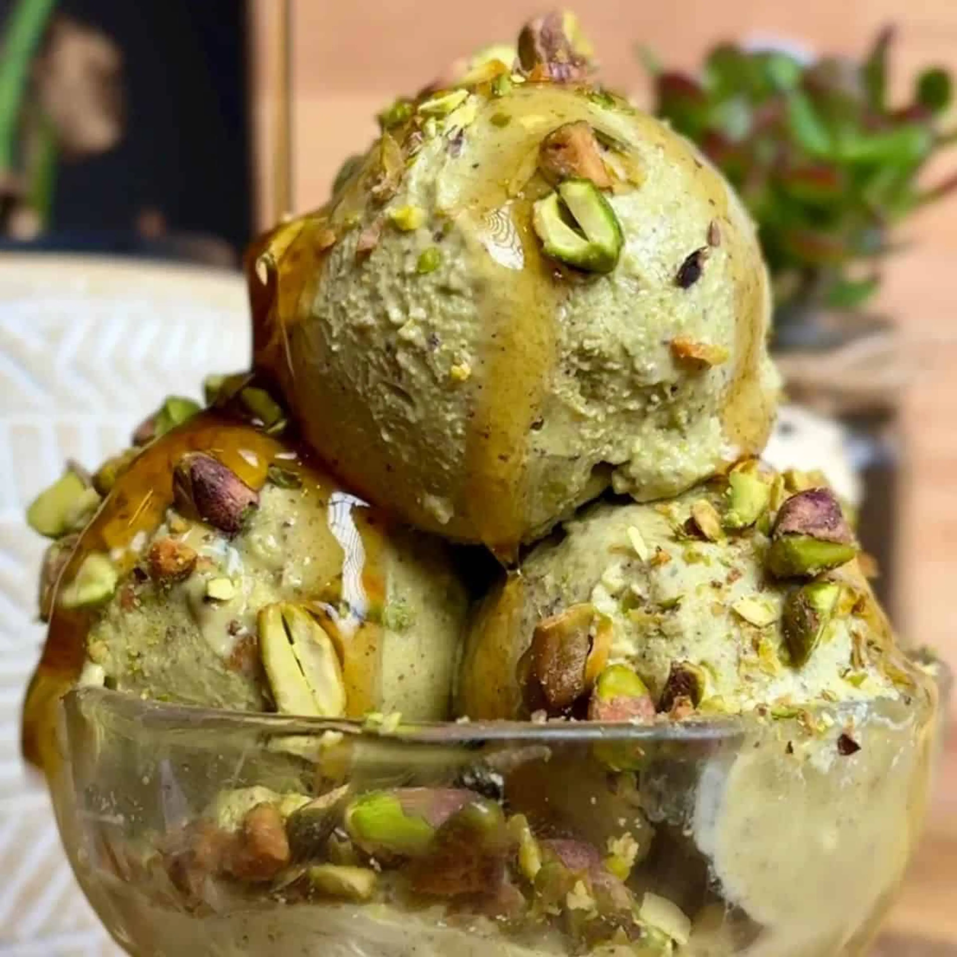 3-Ingredient, High Protein Pistachio Ice Cream