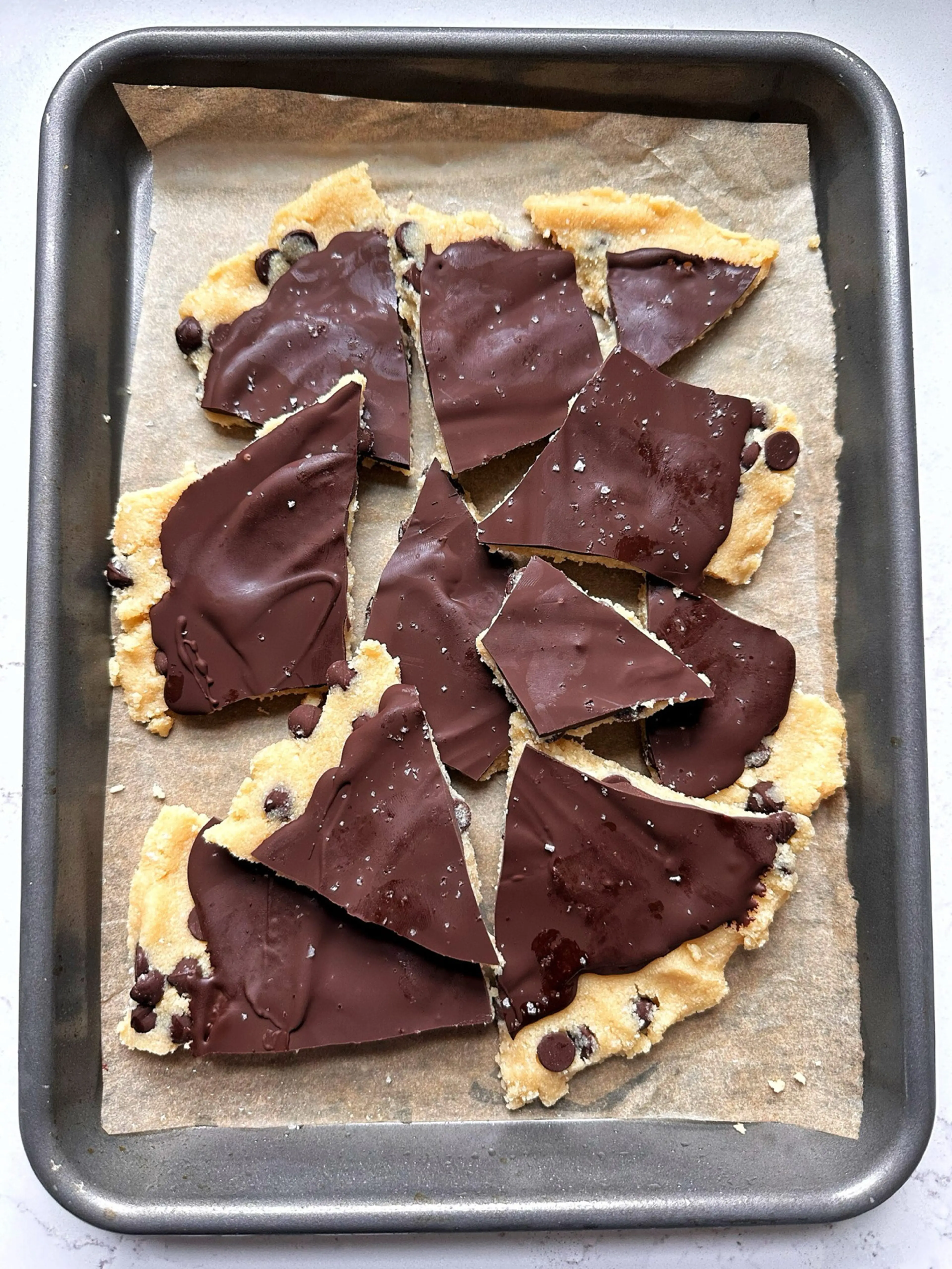 Chocolate Chip Cookie Dough Bark (vegan + gluten-free)