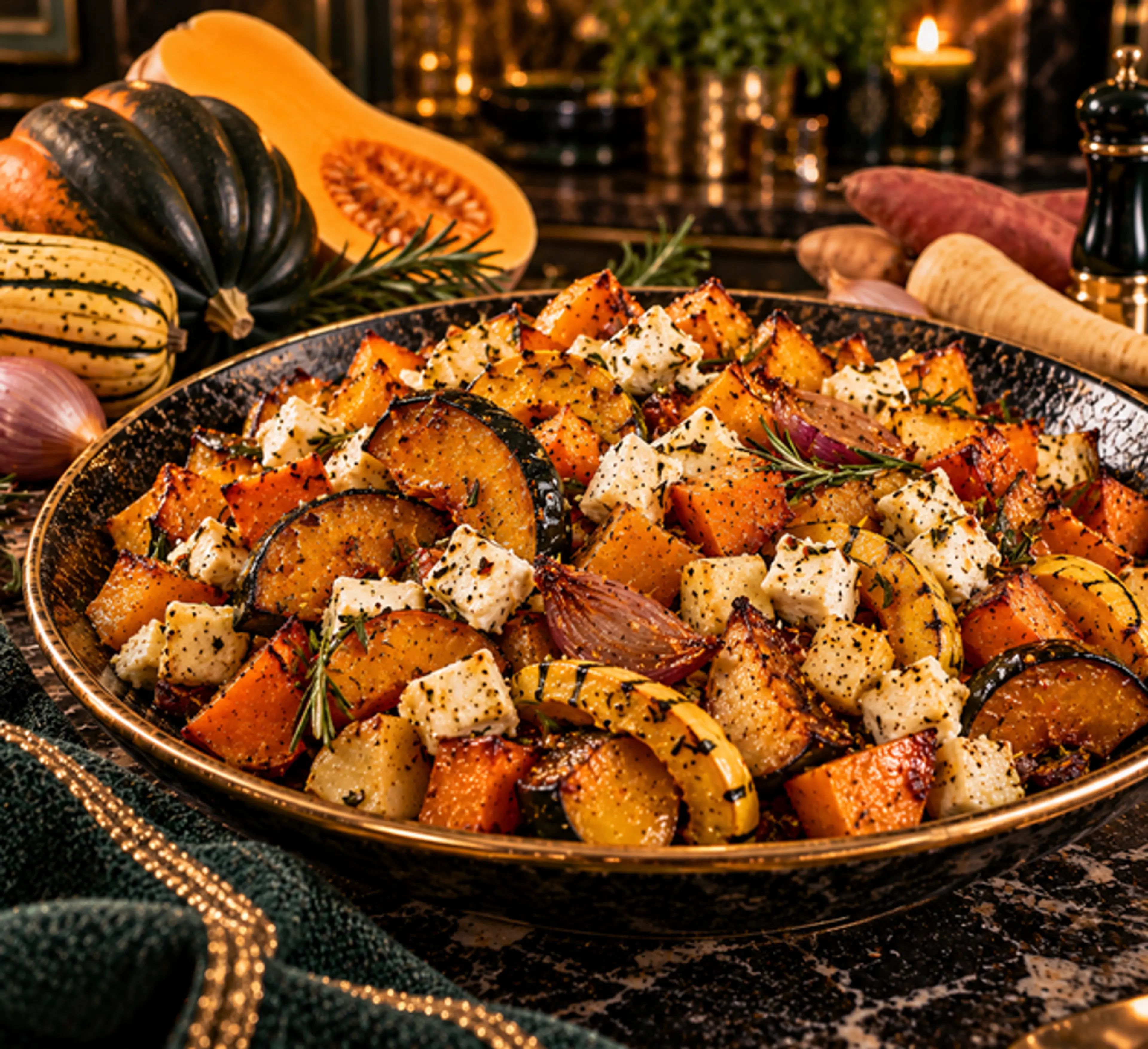 Autumn Squash Medley with Marinated Sheep & Goat Cheese