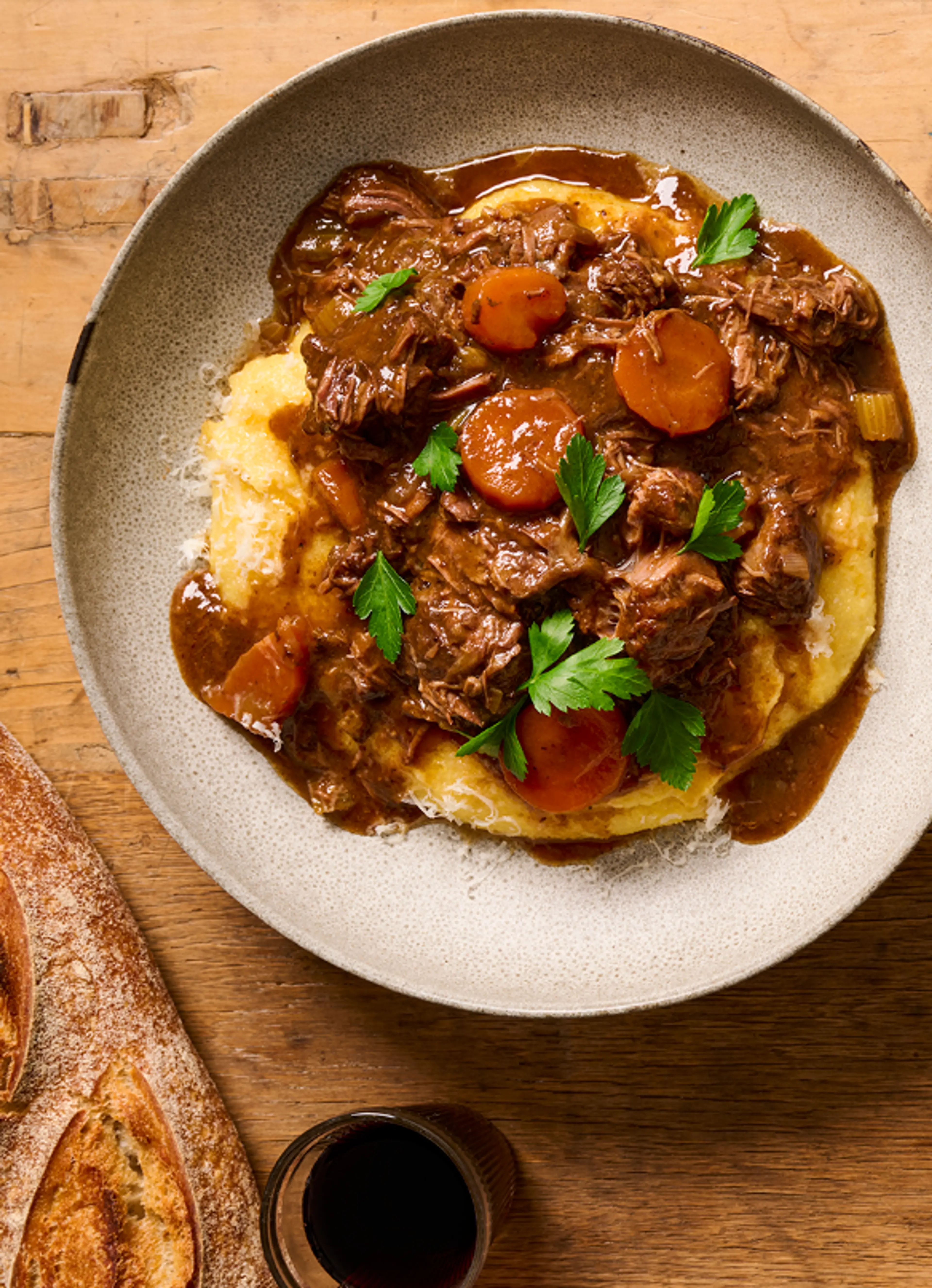 Italian Slow-cooked Beef with Creamy Polenta
