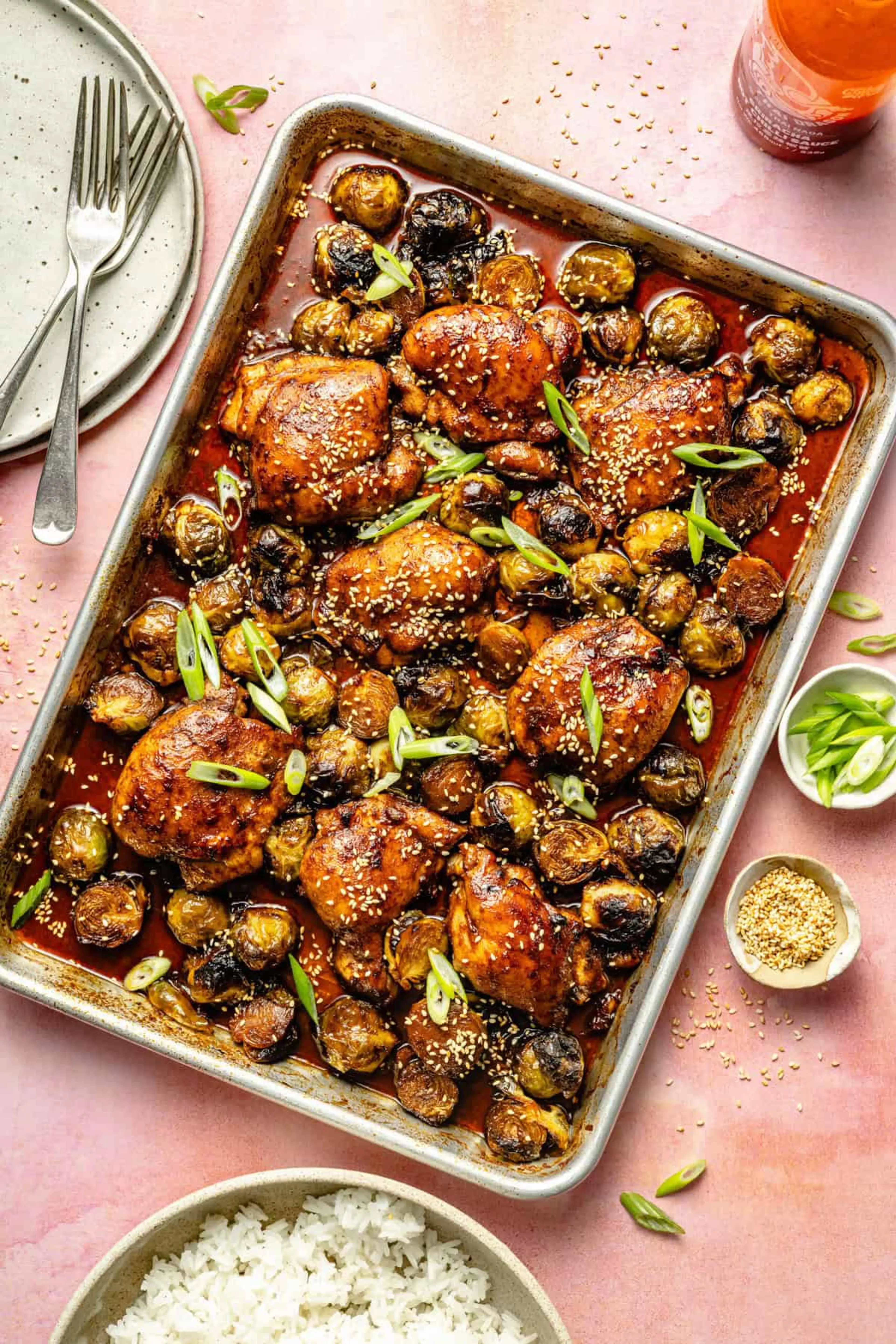 Chicken Thighs with Ginger Orange Glaze and Brussels Sprouts