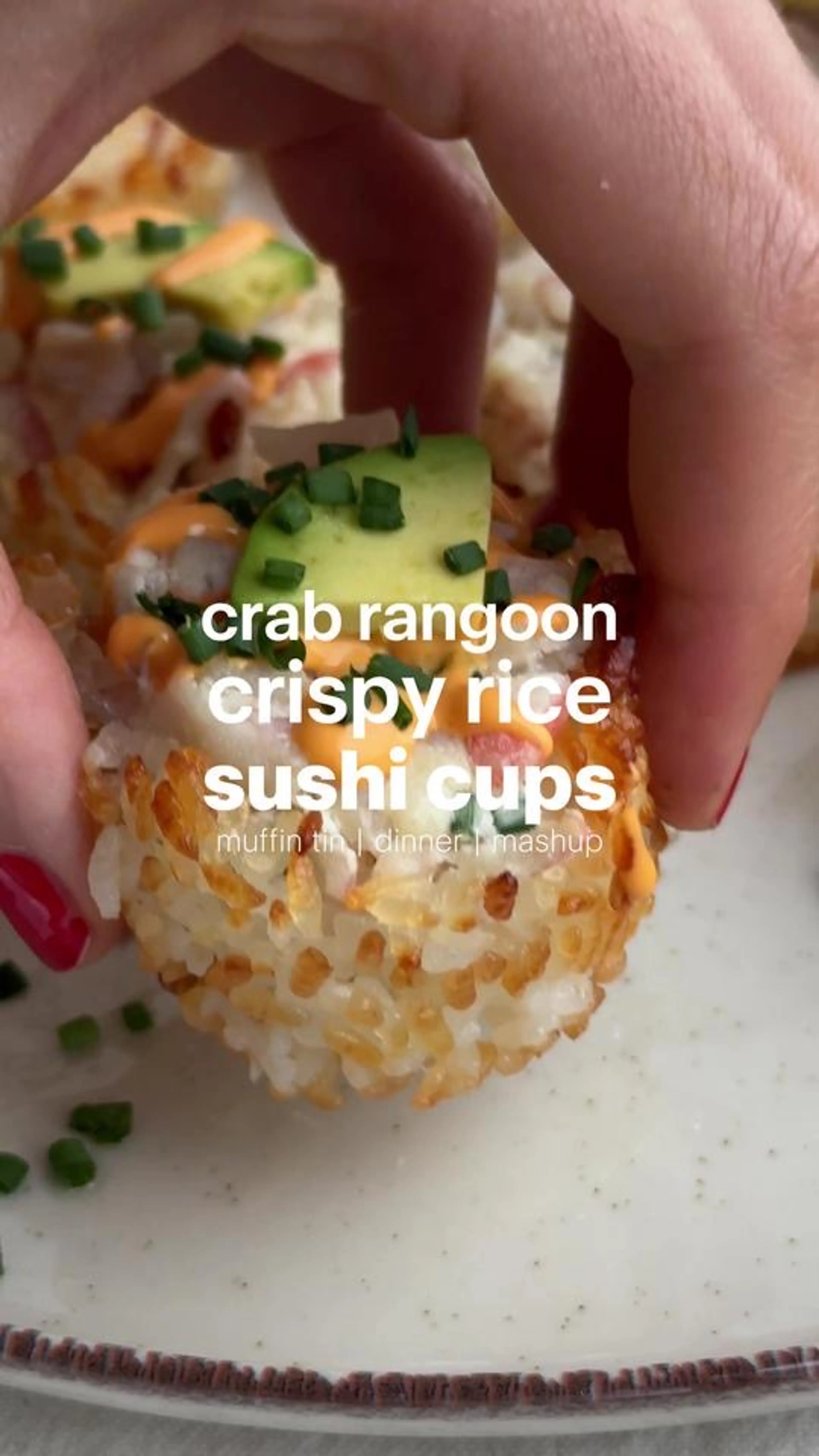 Crab Rangoon Crispy Rice Sushi Cups