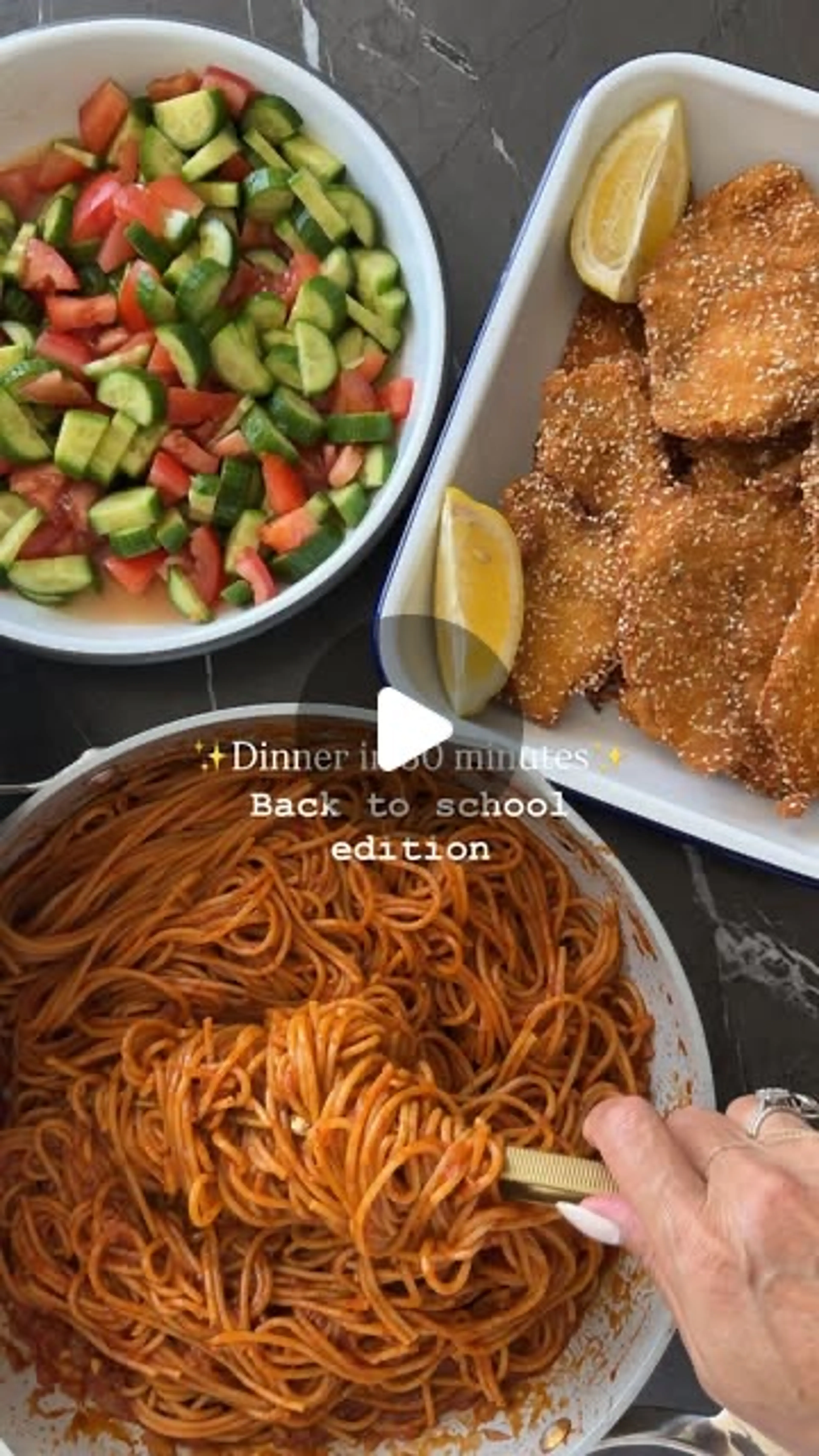 Sivan’s Spaghetti, Schnitzel, Salad
