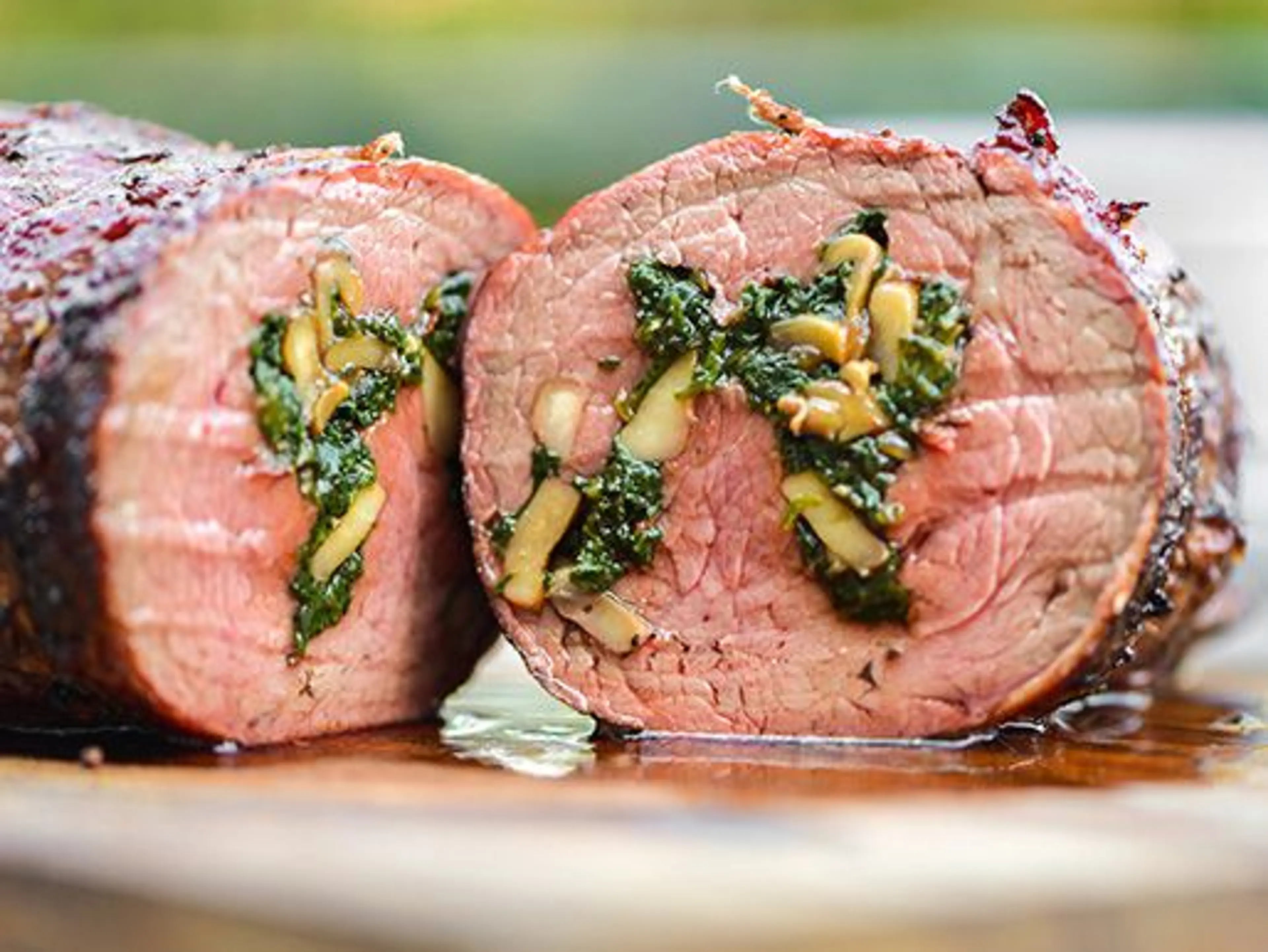 Grilled Spinach- and Mushroom-Stuffed Beef Tenderloin Recipe