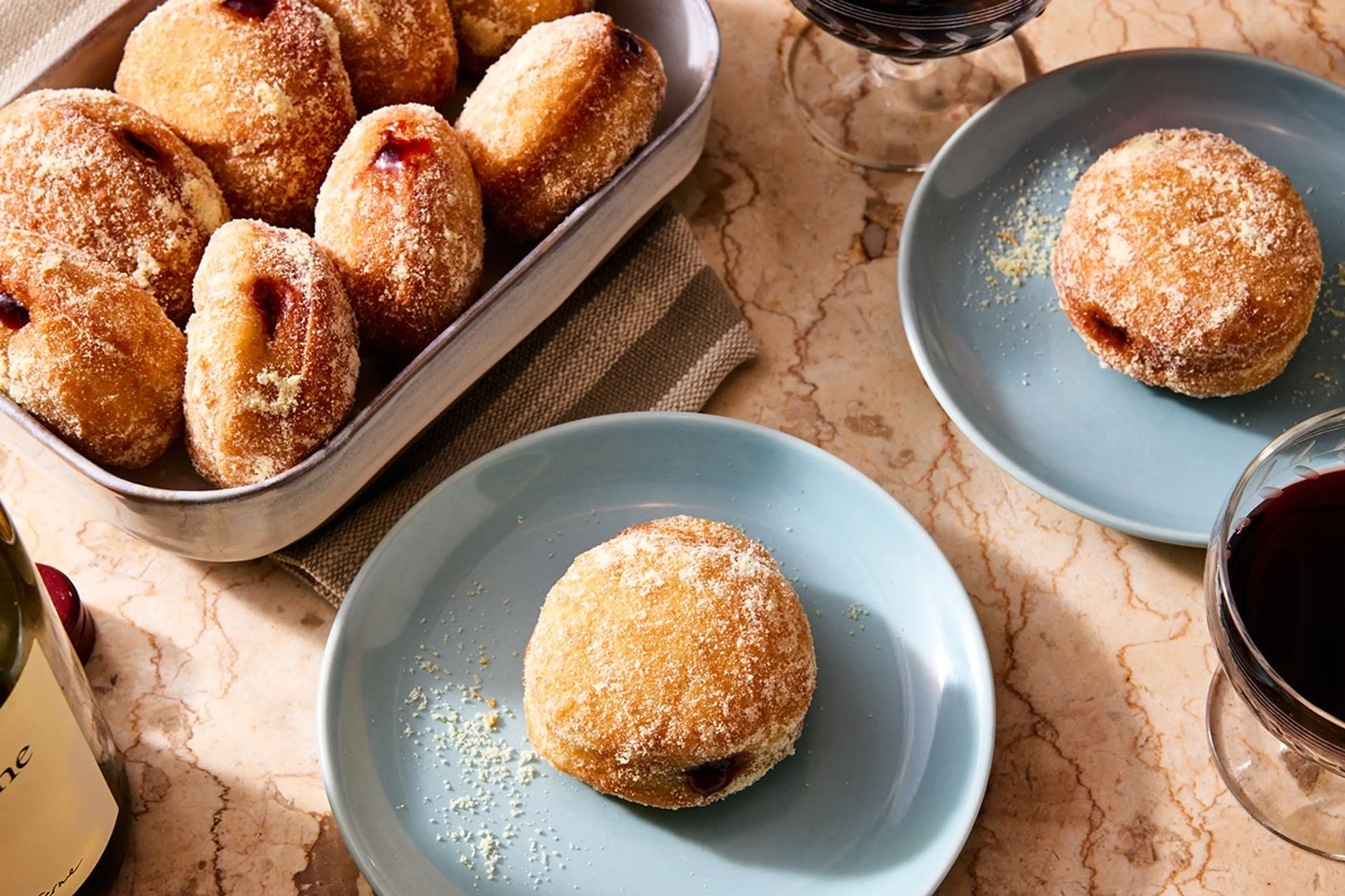 Olive Oil Sufganiyot (Hanukkah Jelly Doughnuts)