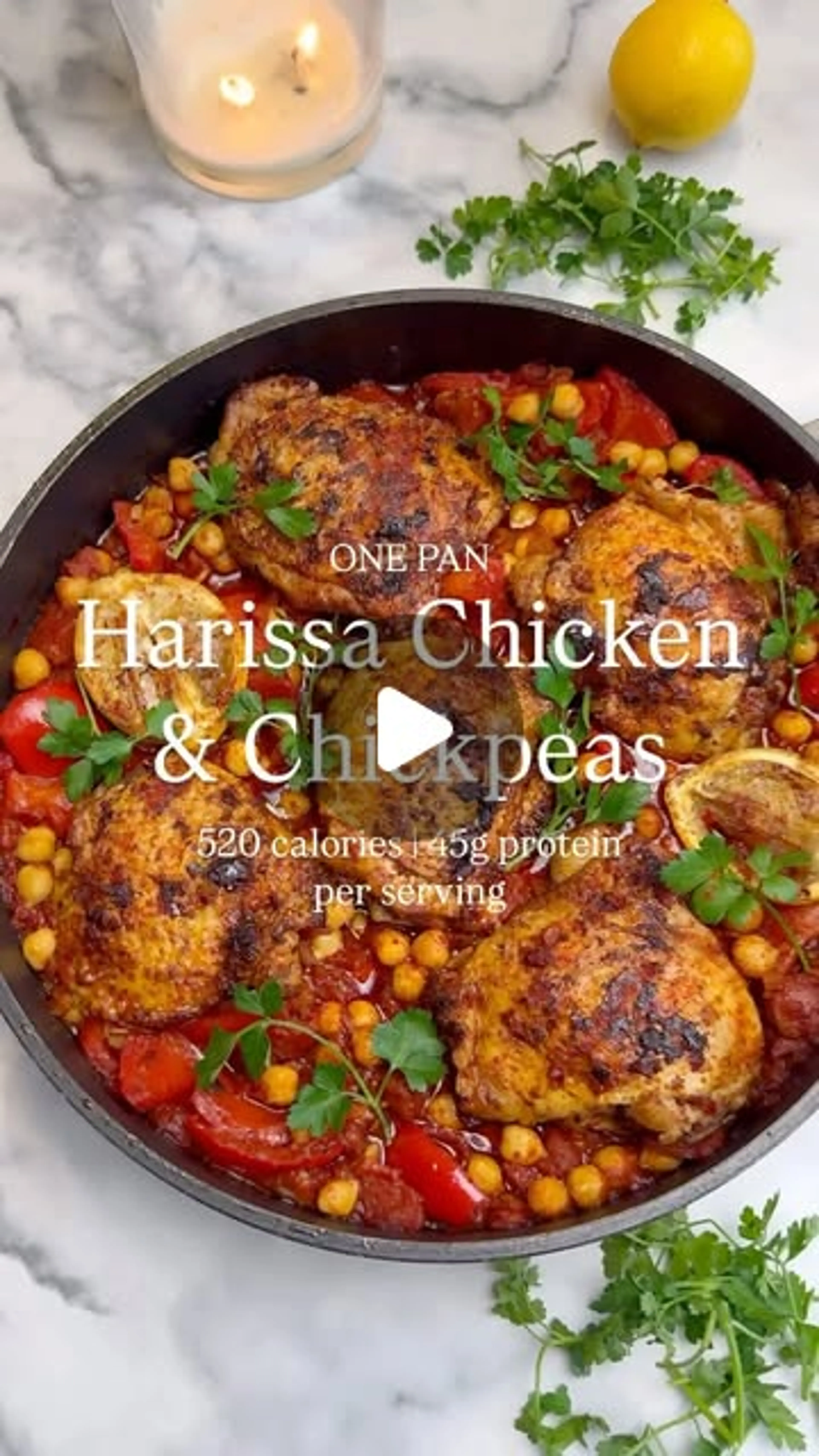 One Pan Harissa Chicken & Chickpeas