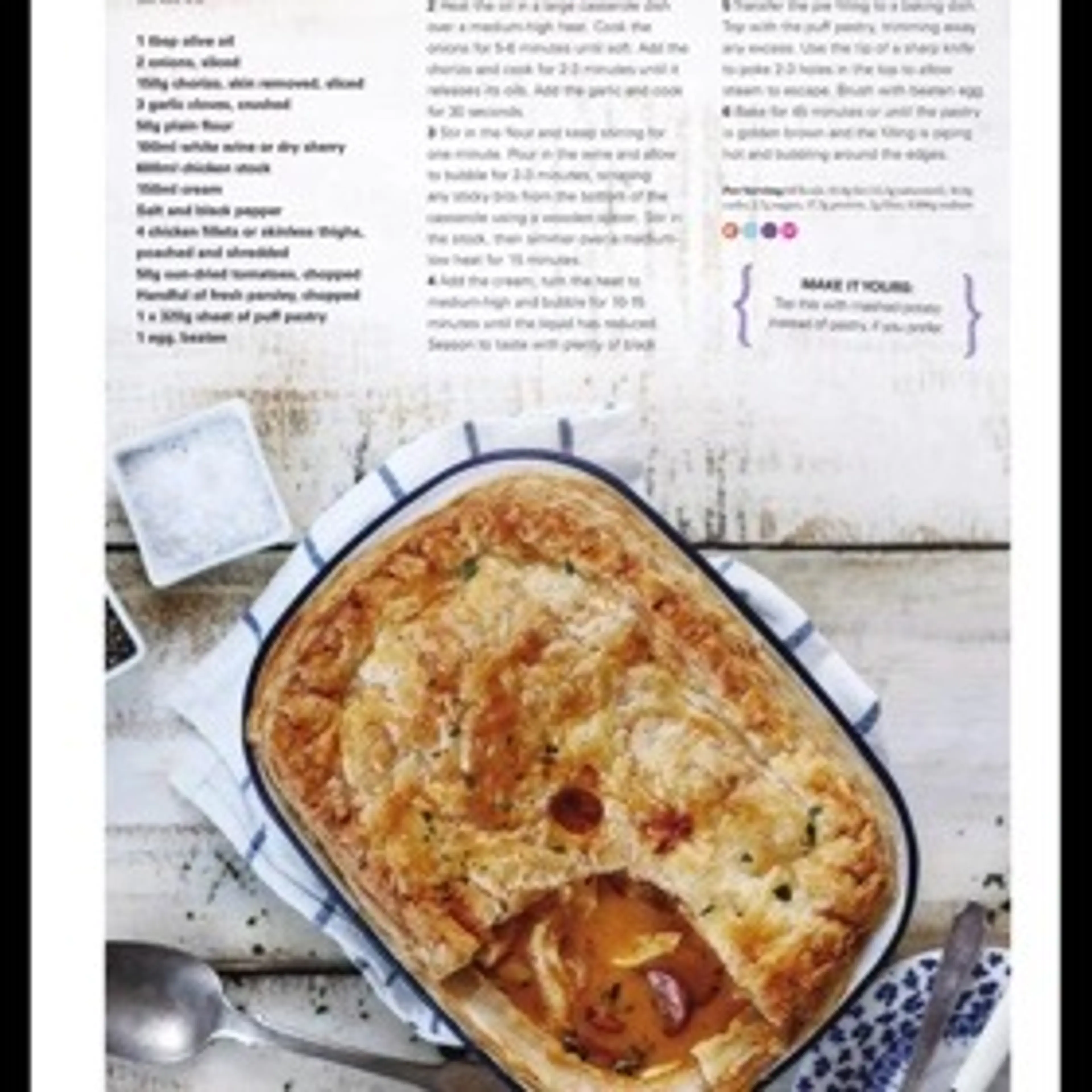 Chicken and chorizo pie