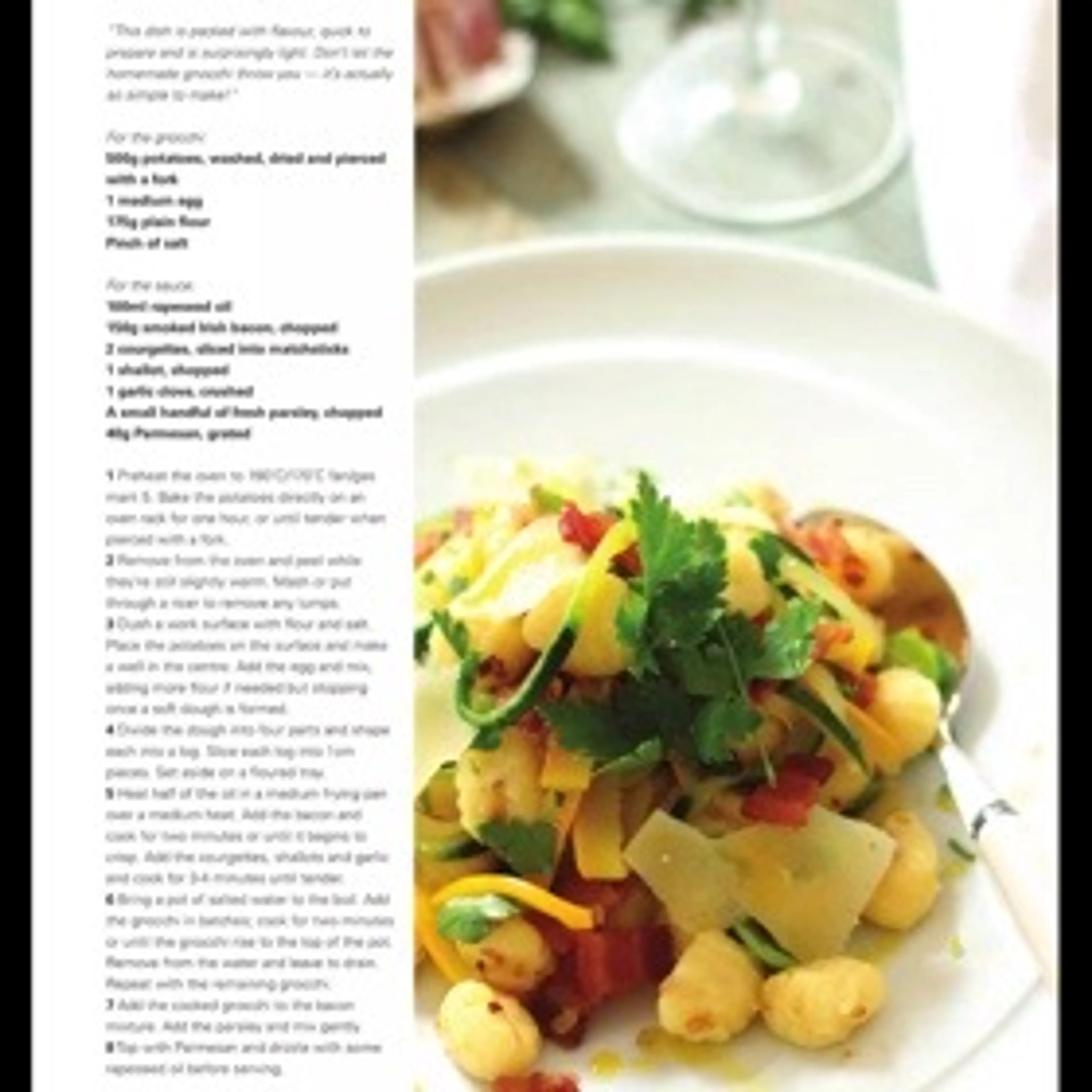 Courgette and smoked bacon gnocchi