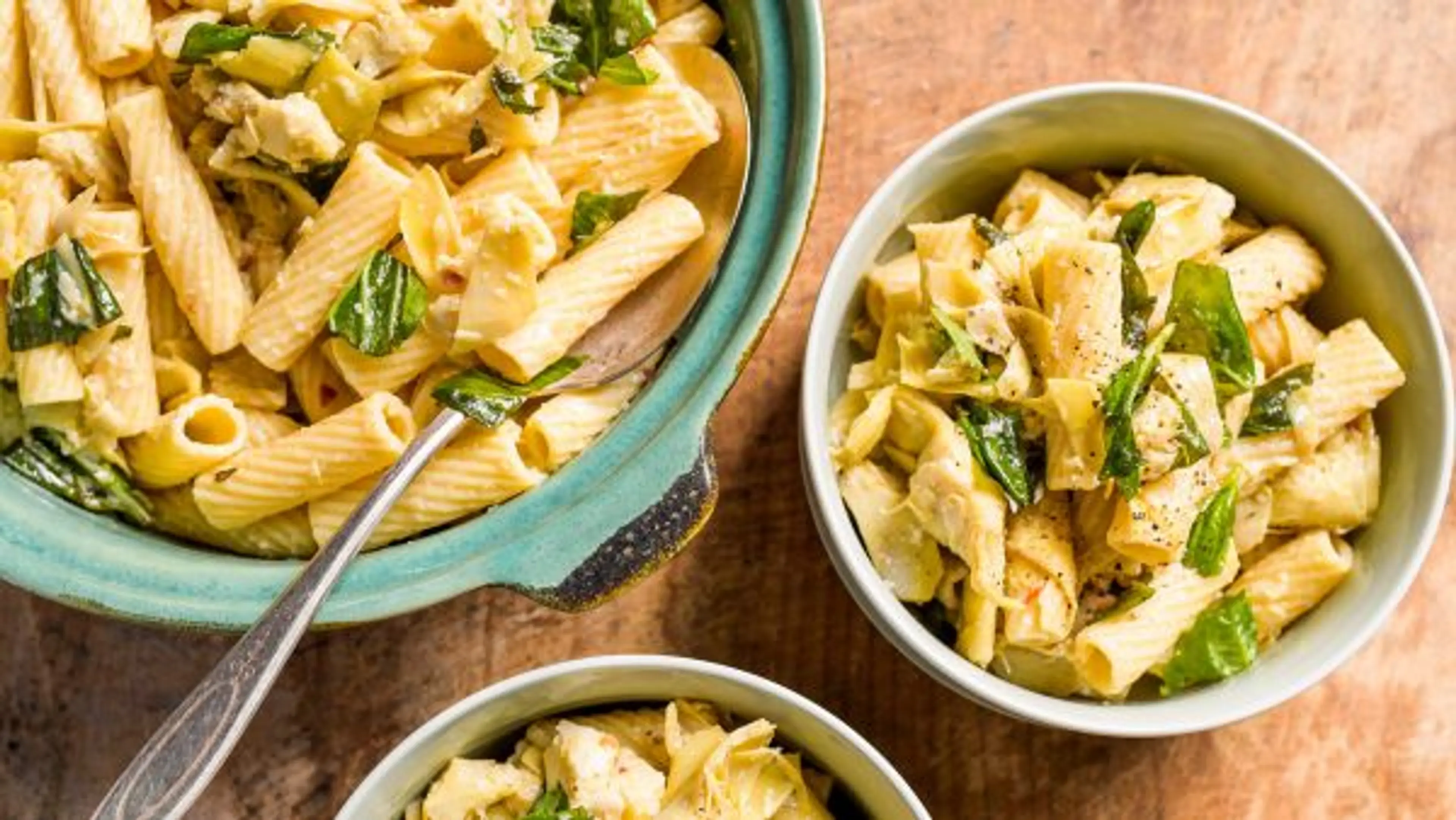 Rigatoni with Artichokes, Basil and Pecorino
