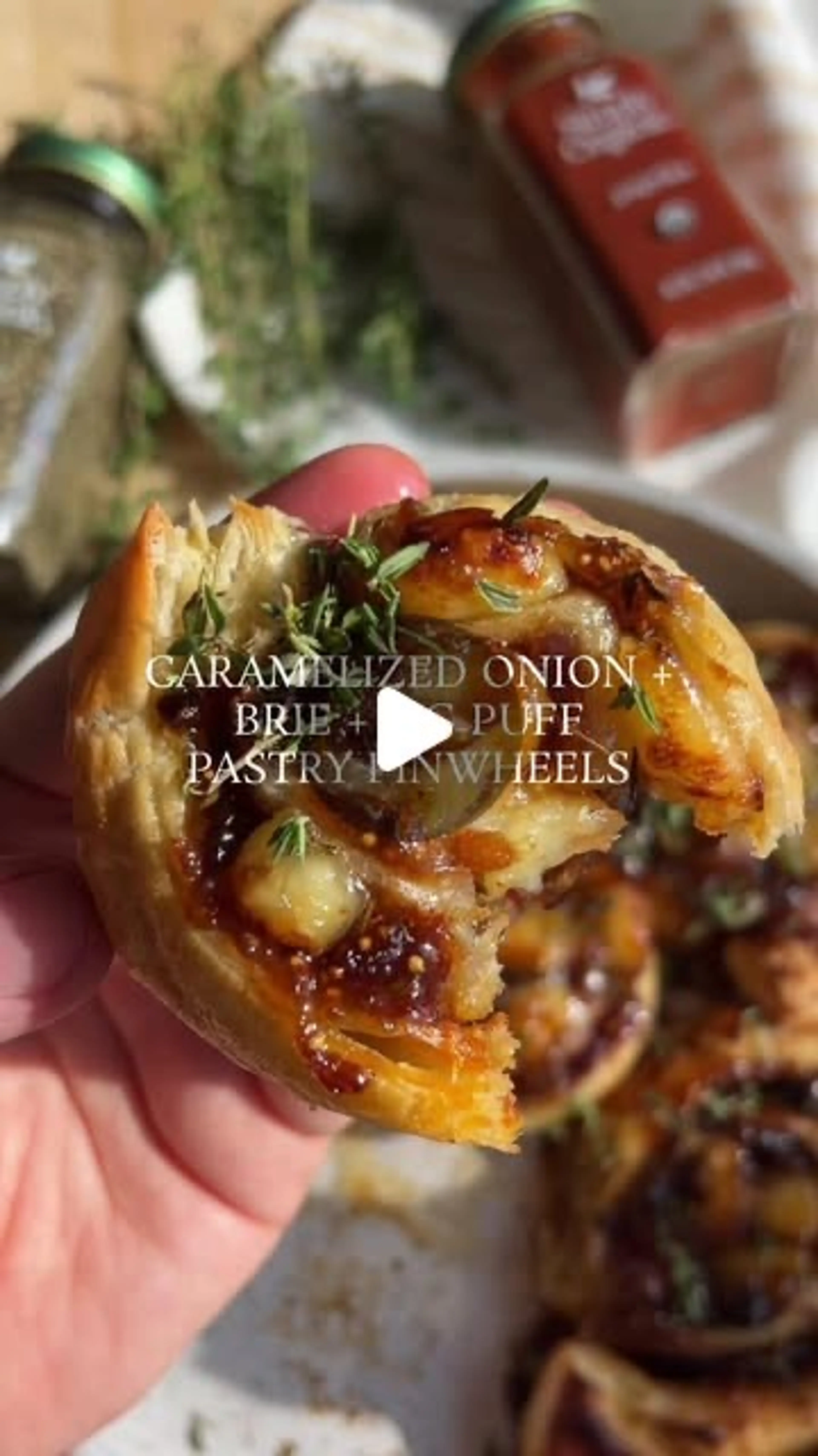 Caramelized Onion, Brie and Fig Puff Pastry Pinwheels