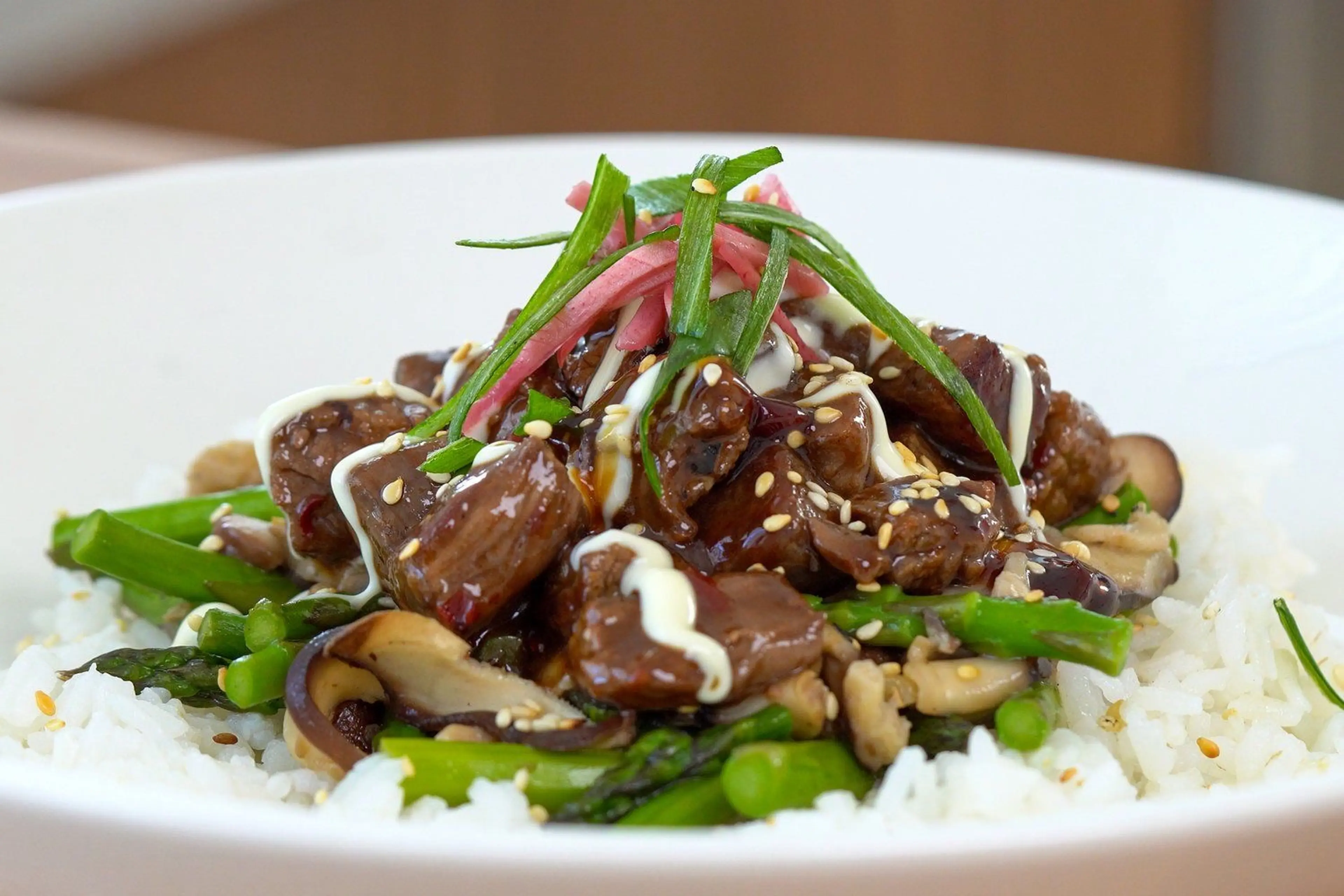 Steak, Mushroom, and Asparagus Bowl