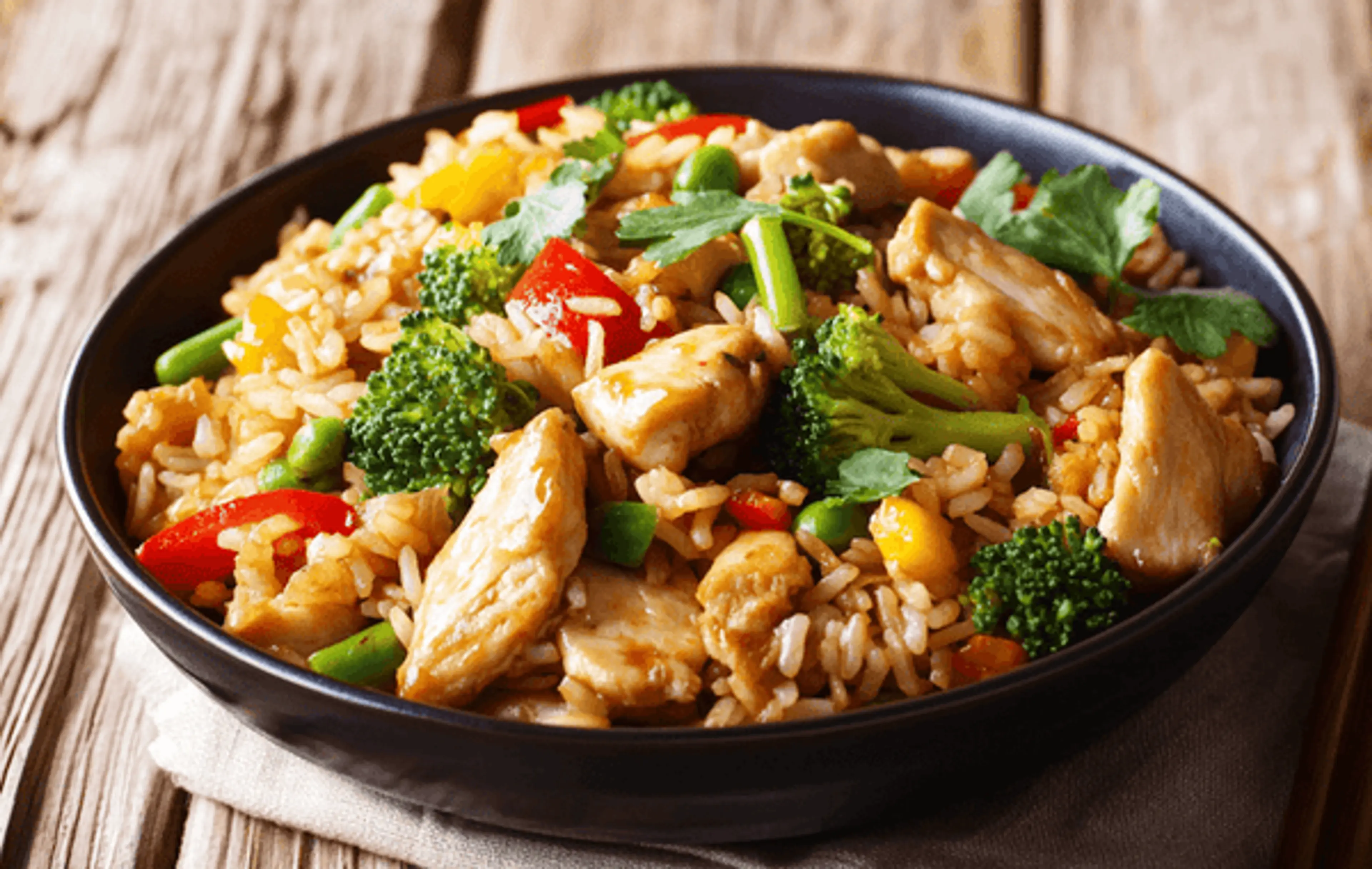 Chicken & Veggie Stir-Fry with Brown Rice