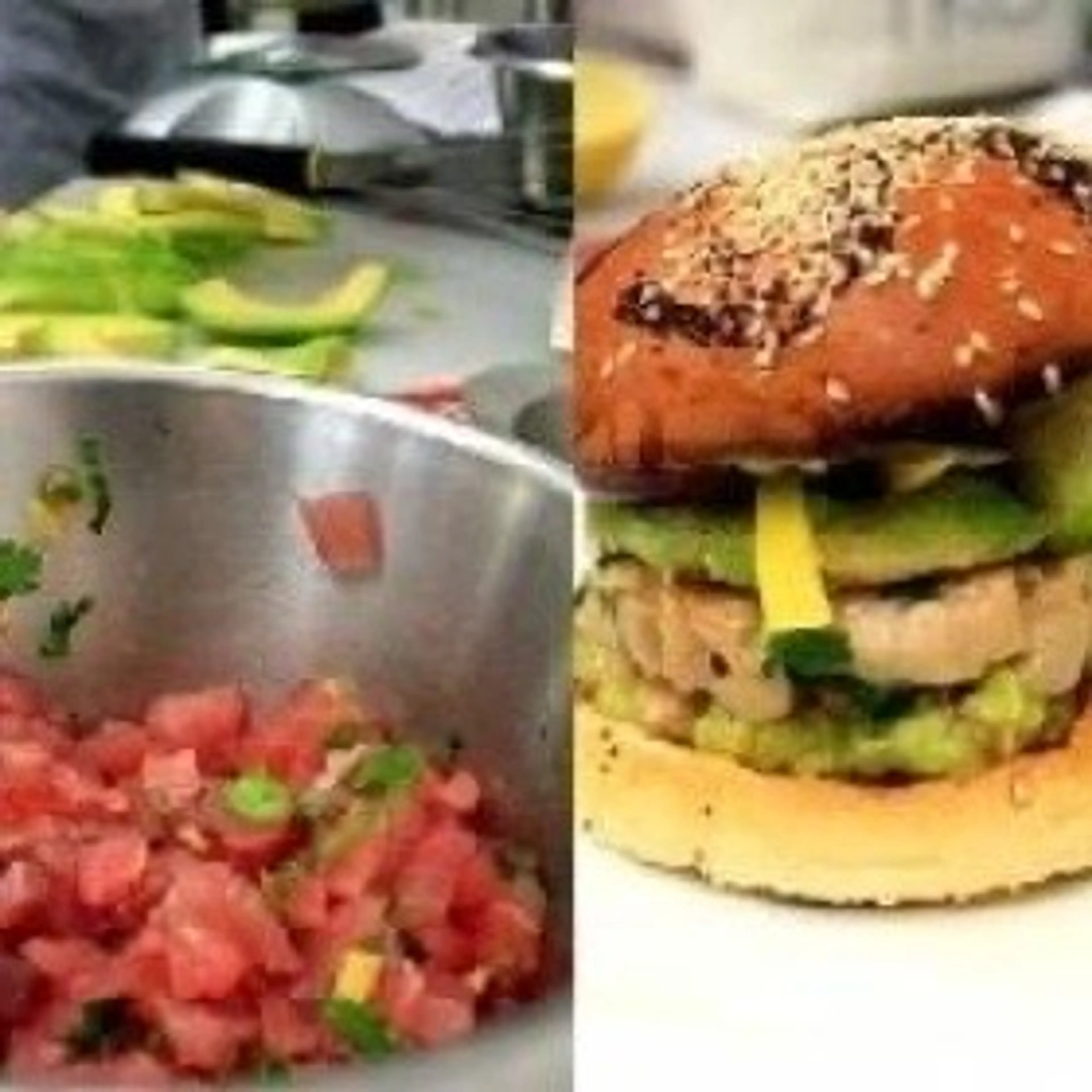Recette De Burger Exotique Thon, Mangue, Avocat Et Tempura d