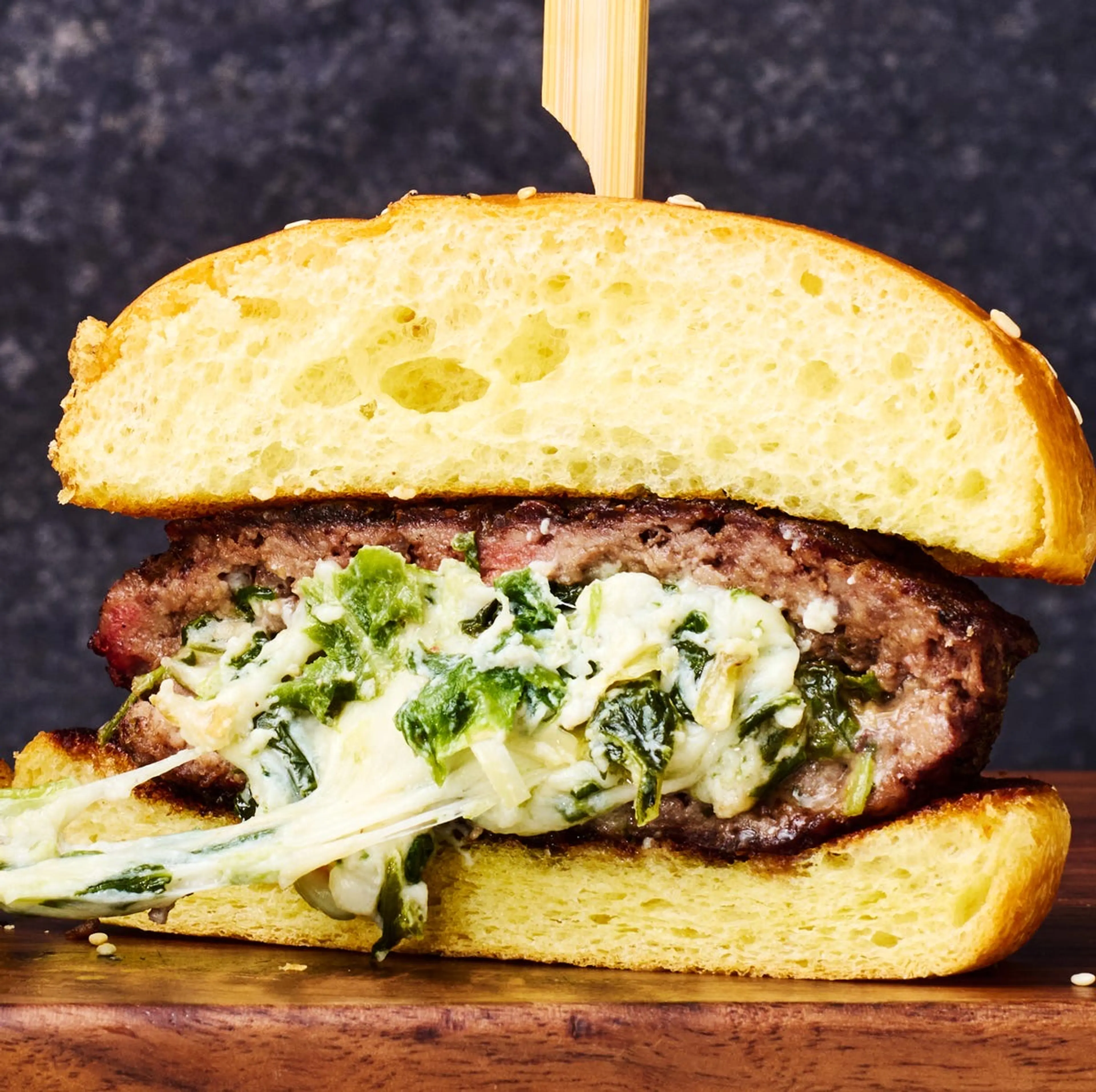 Spinach & Artichoke-Stuffed Burgers