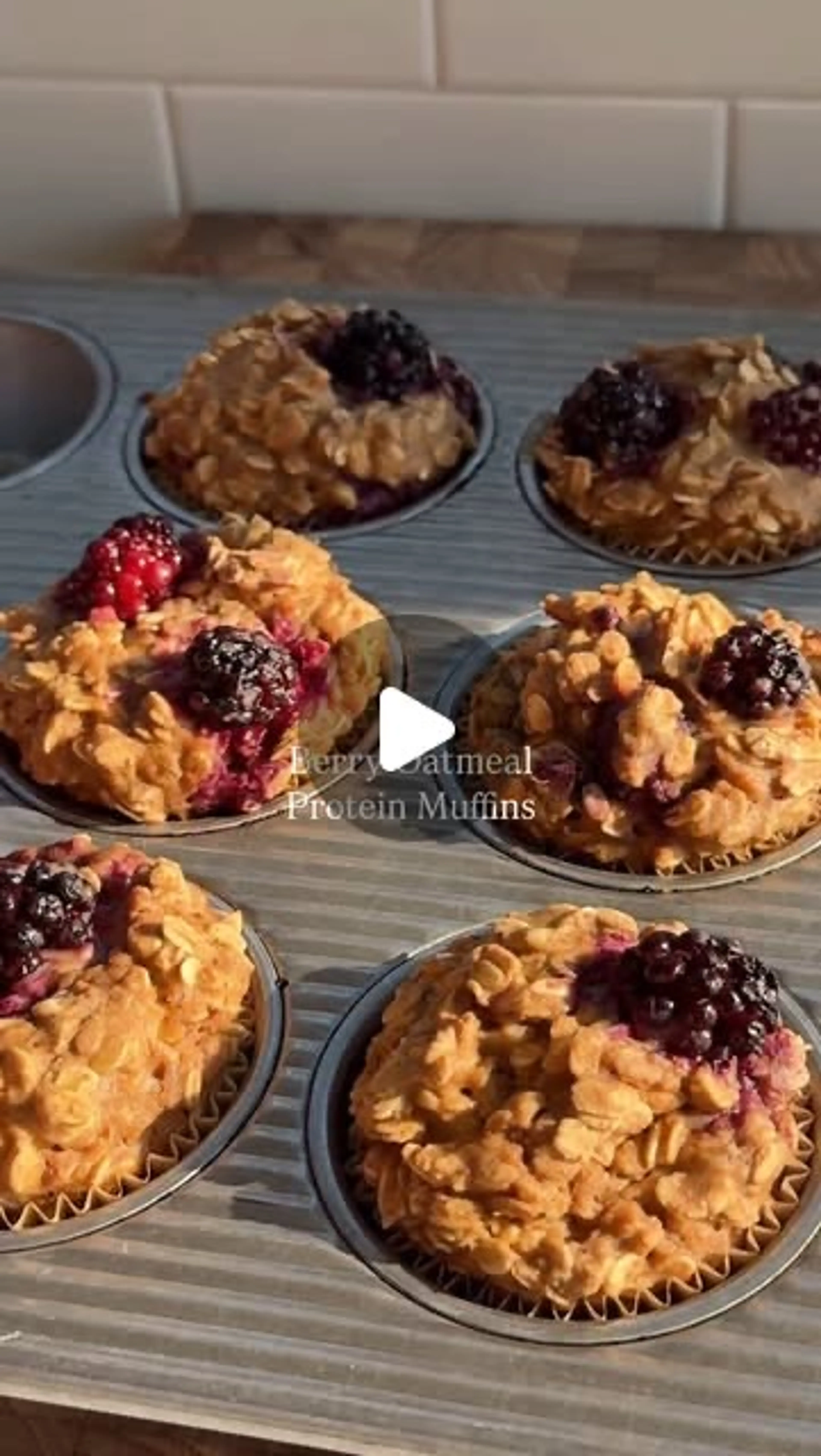 Berry Protein Oatmeal Muffins