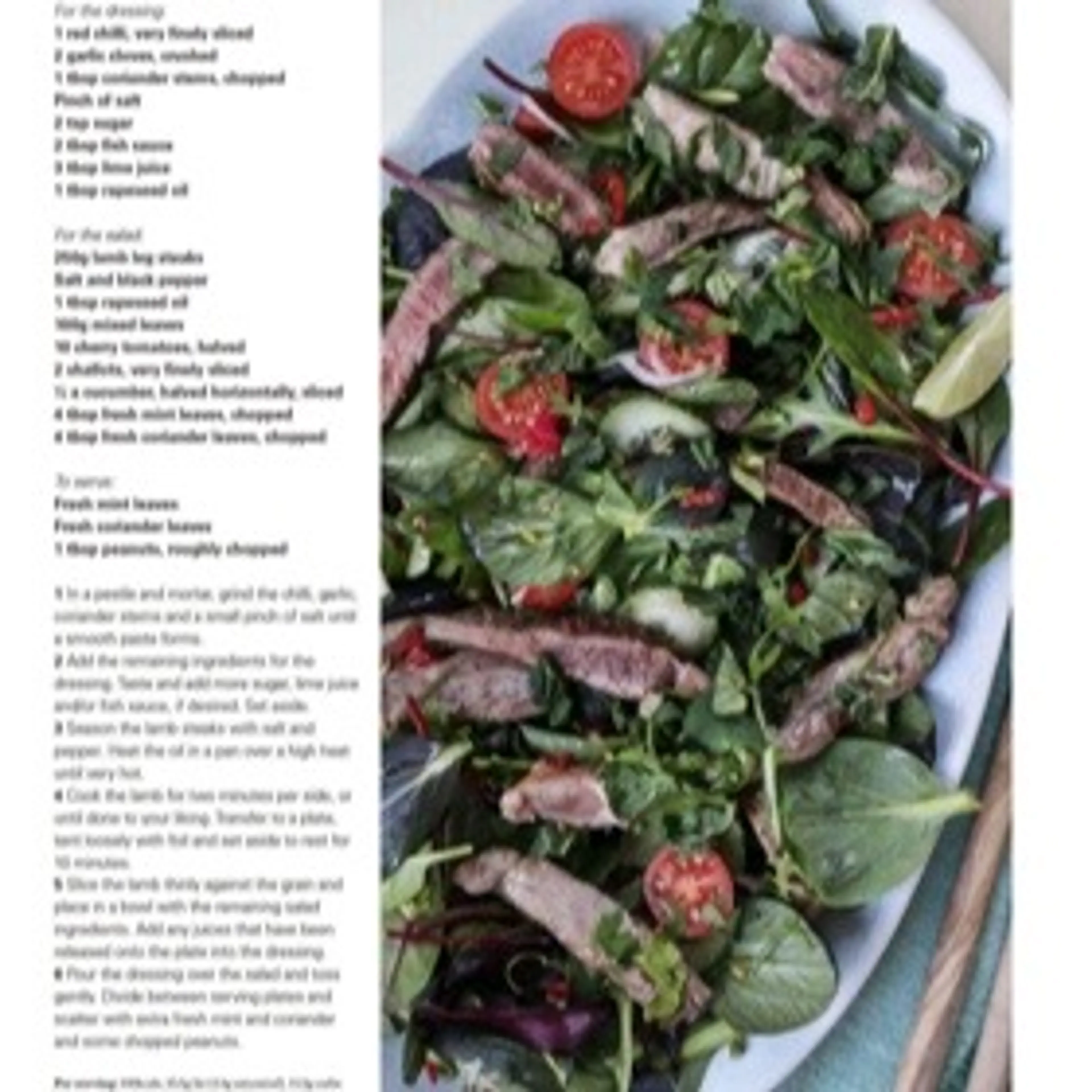 Thai Style Lamb Salad With Mint And Coriander