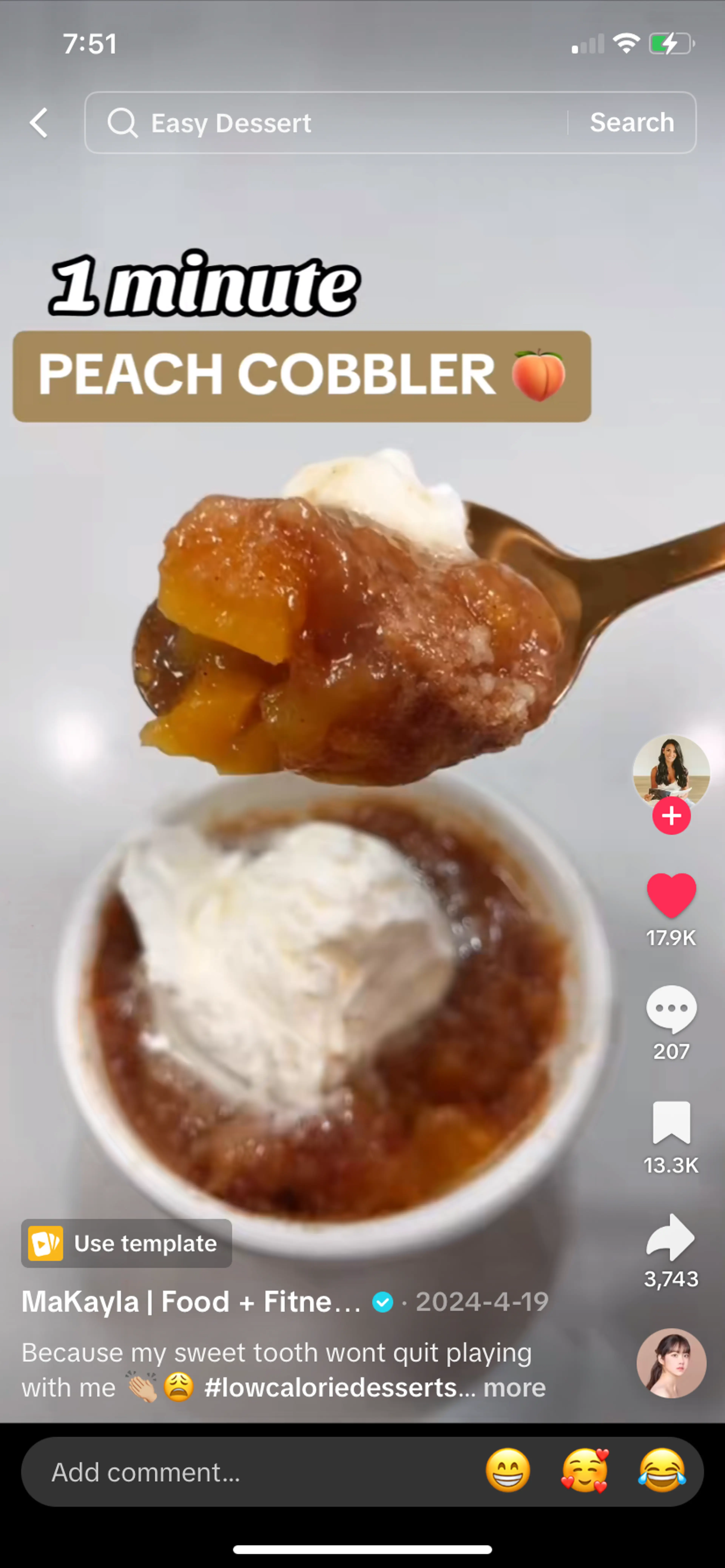 1 Minute Peach Cobbler