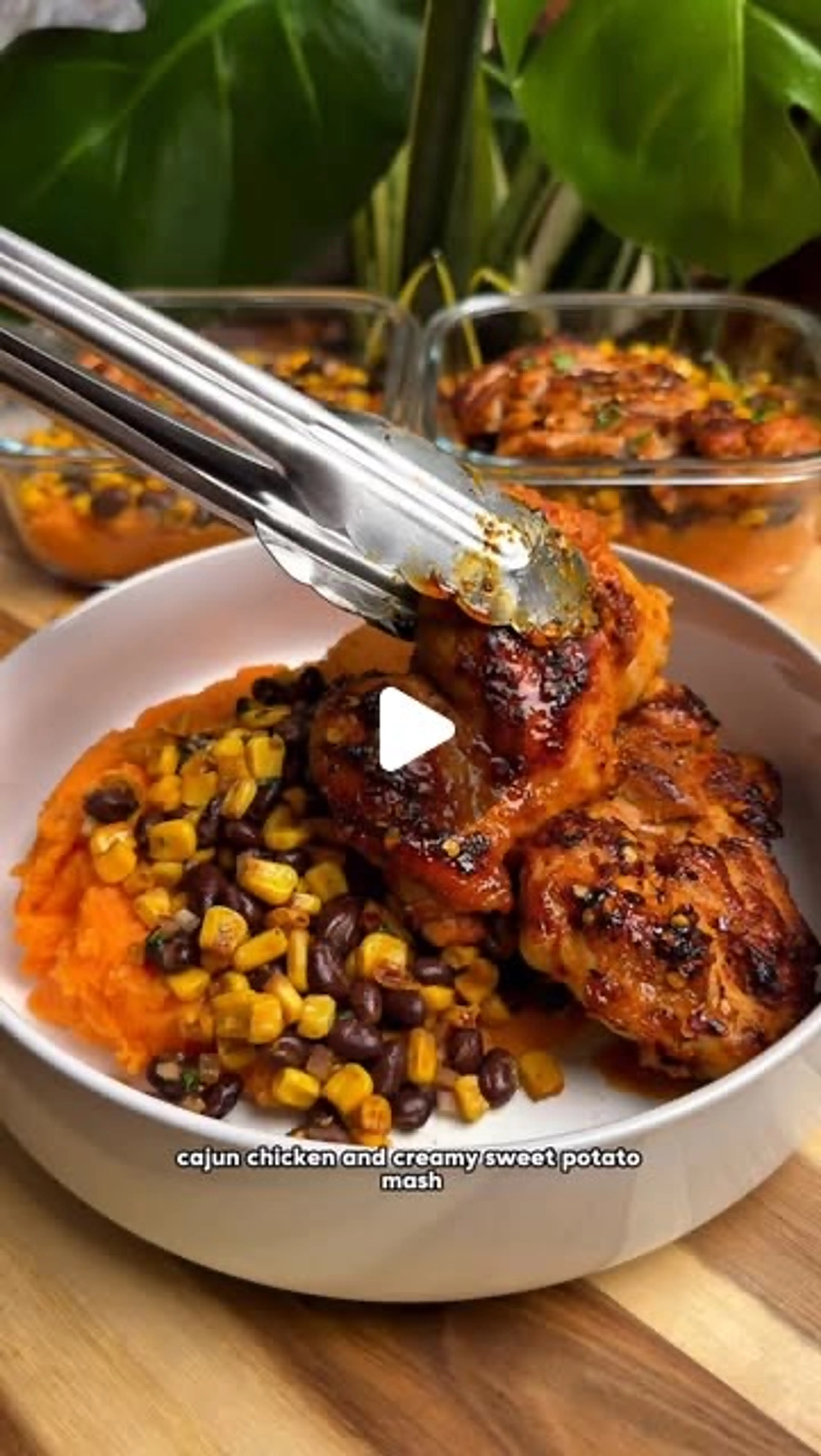 Hot Honey Cajun Chicken with Sweet Potato Mash & Charred Swe