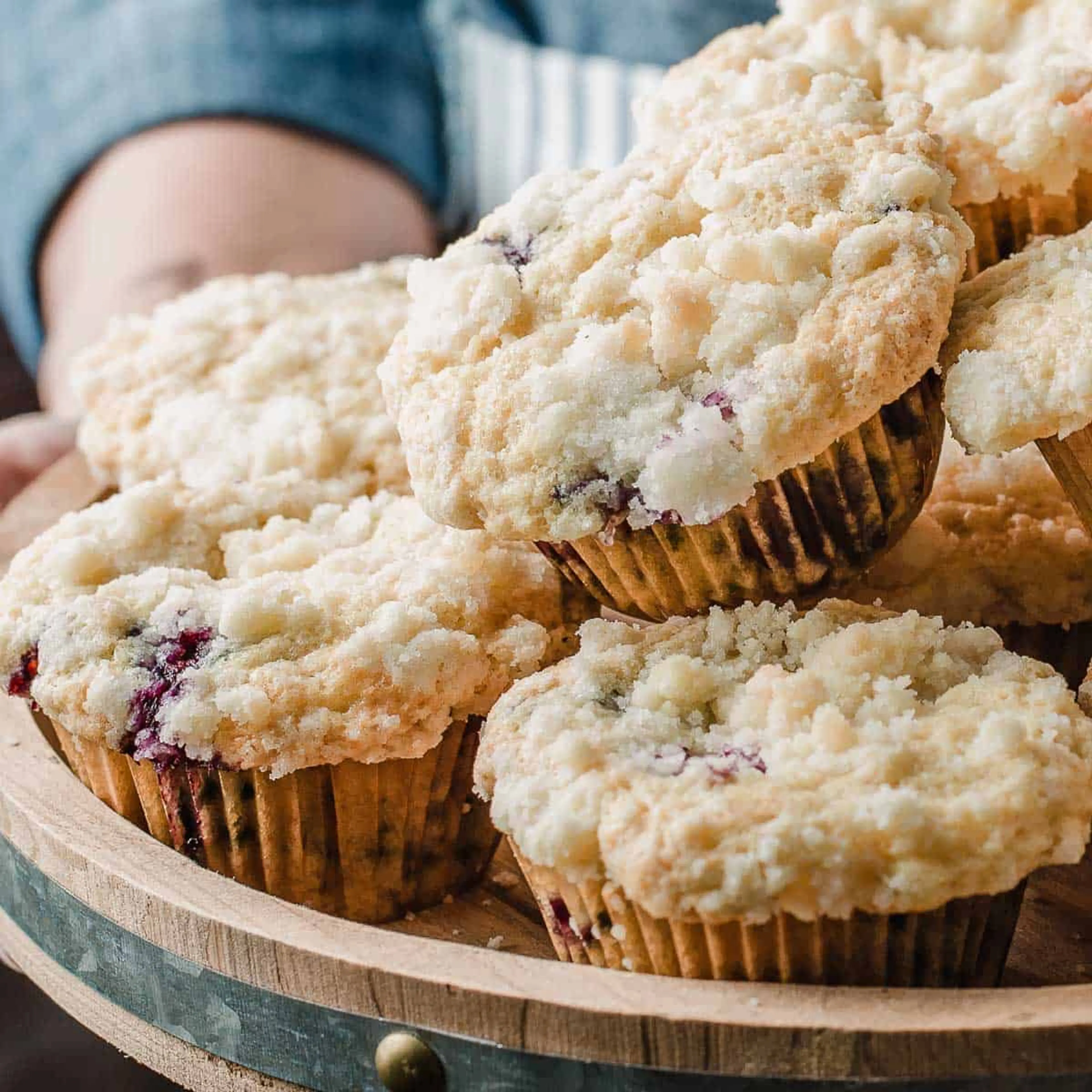 Sourdough Blueberry Muffins with Crumb Topping Recipe